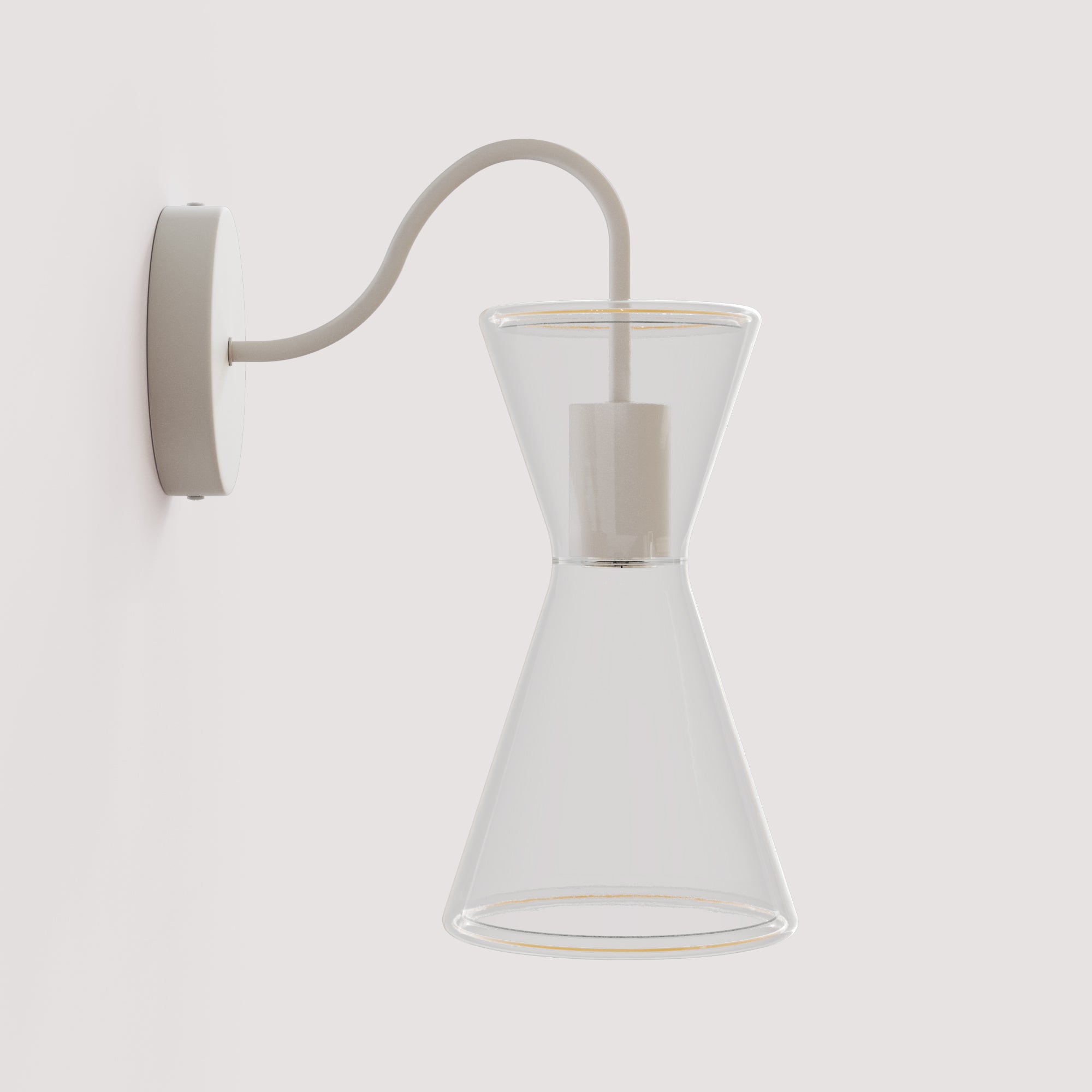 Ghost Double Cone Wall Lamp with S-Shaped Extension - Matte White