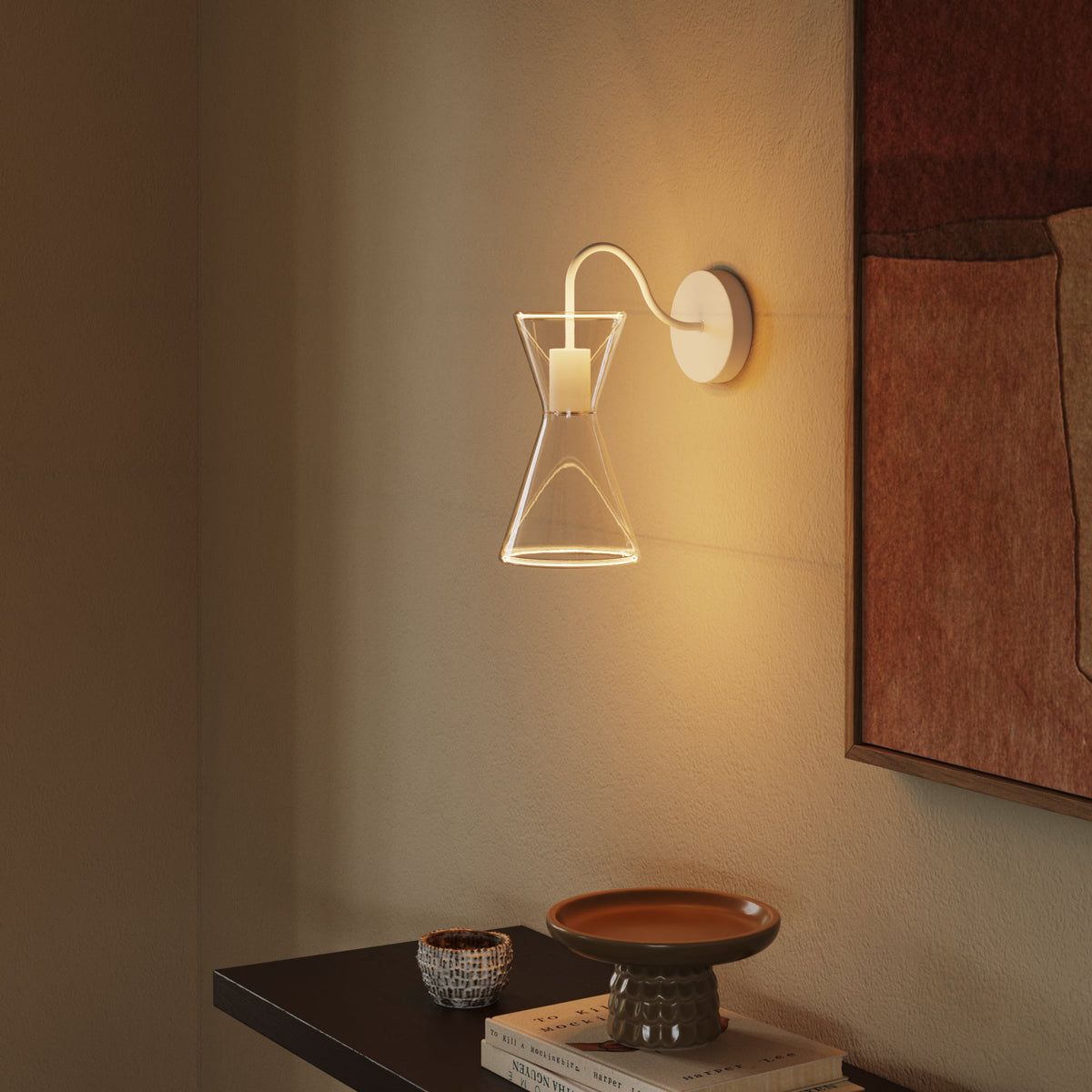 Ghost Double Cone Wall Lamp with S-Shaped Extension - Matte White