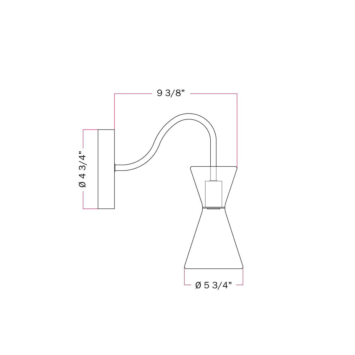 Ghost Double Cone Wall Lamp with S-Shaped Extension - Matte White