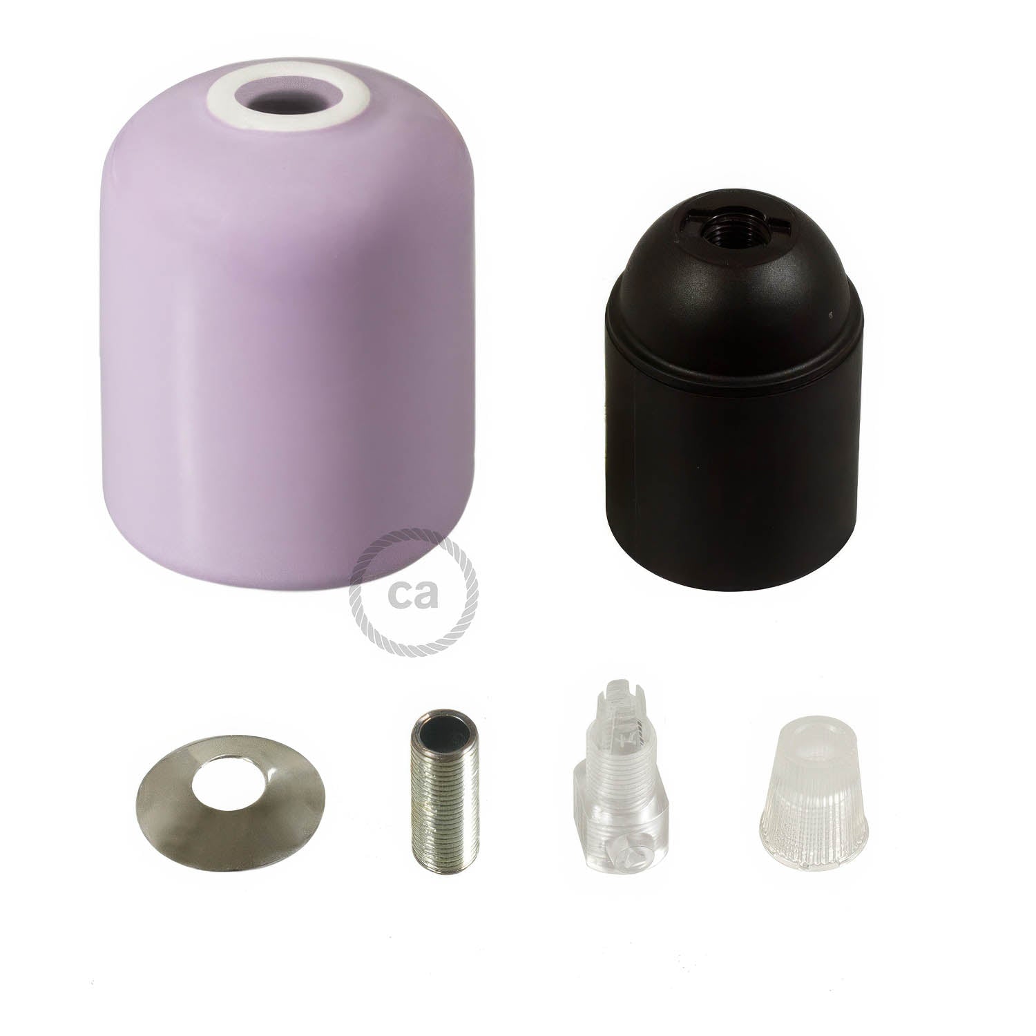Handmade Ceramic E26 light bulb socket kit - Liliac