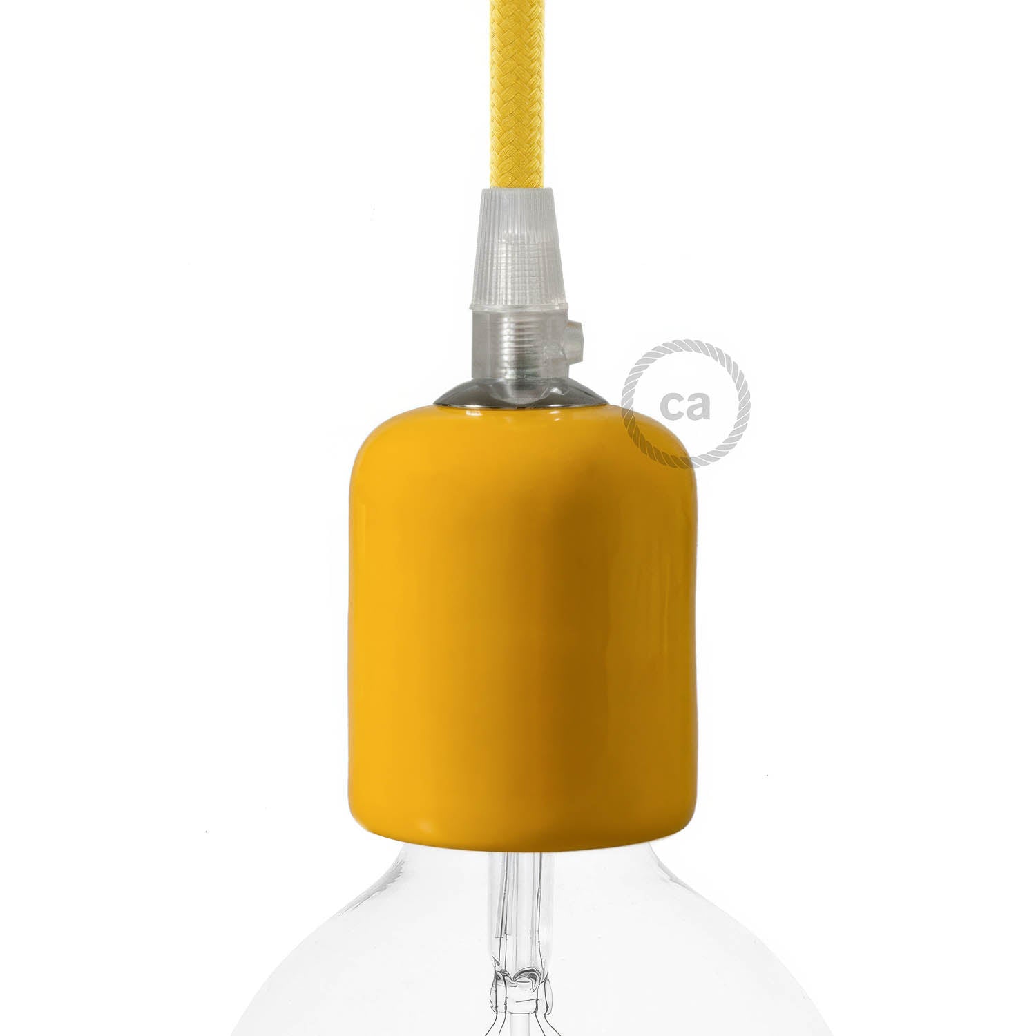 Handmade Ceramic E26 light bulb socket kit - Yellow
