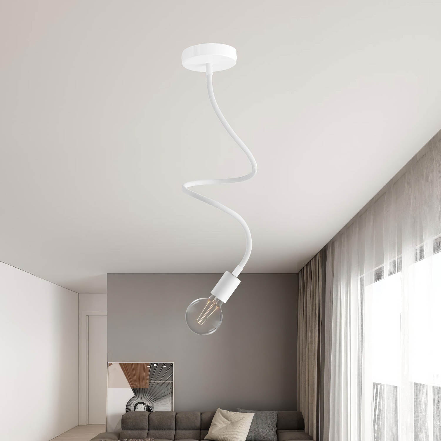 Kit Creative Flex tubo flessibile di estensione rivestito in tessuto RM01 Bianco con terminali metallici Bianco opaco 90 cm