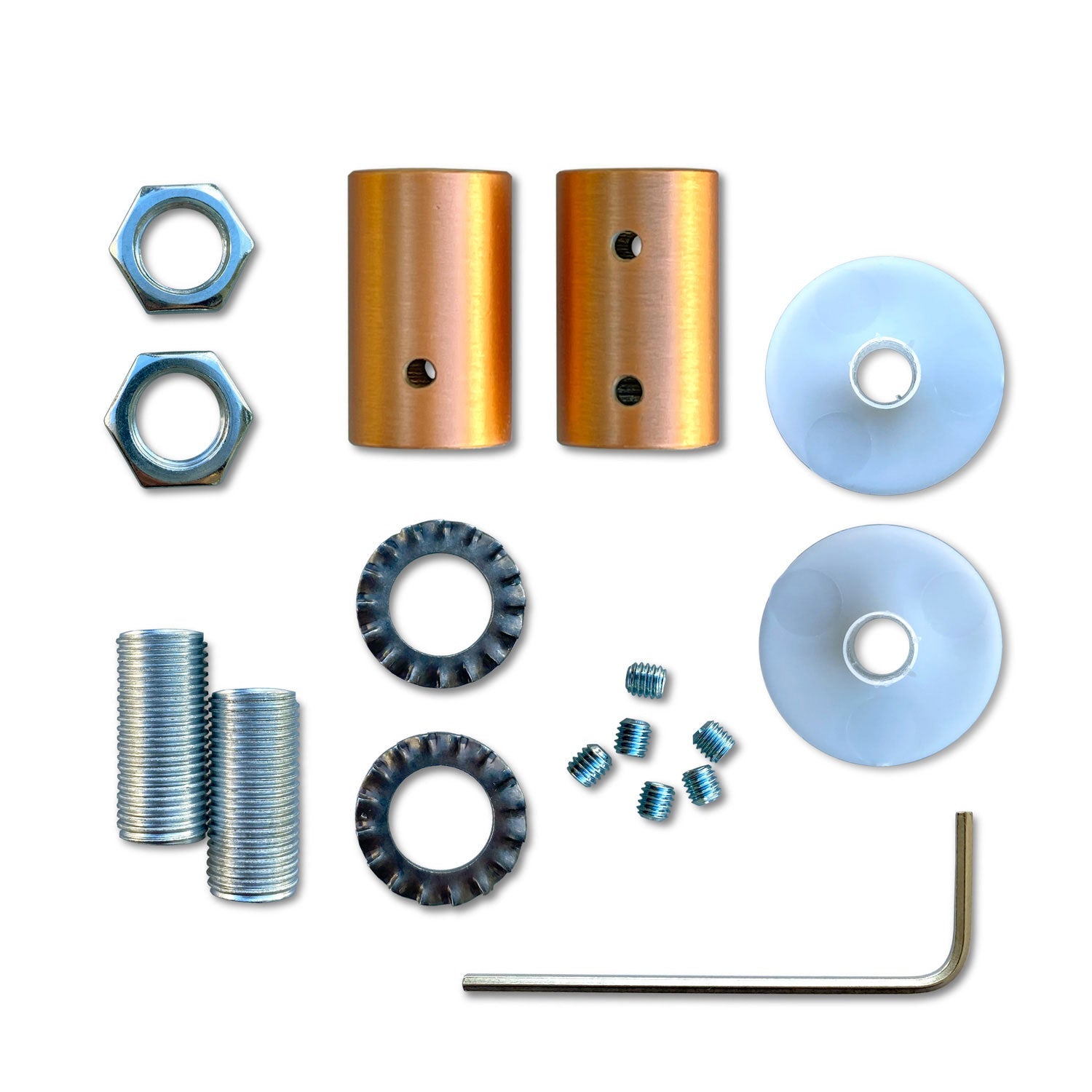 Kit Creative Flex tubo flessibile di estensione rivestito in tessuto RM13 Marrone con terminali metallici Rame satinato 30 cm