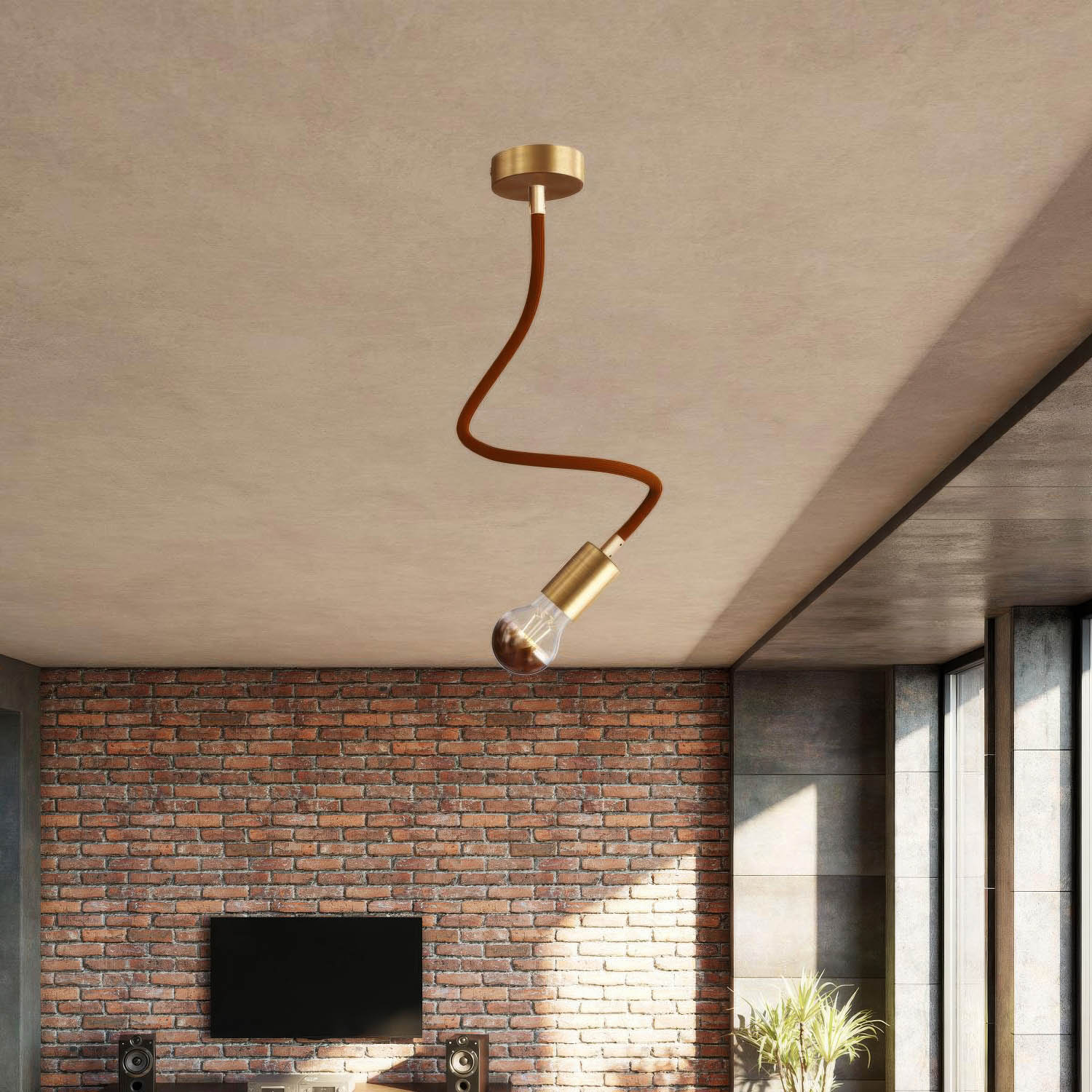 Kit Creative Flex tubo flessibile di estensione rivestito in tessuto RM13 Marrone con terminali metallici Bronzo satinato 60 cm