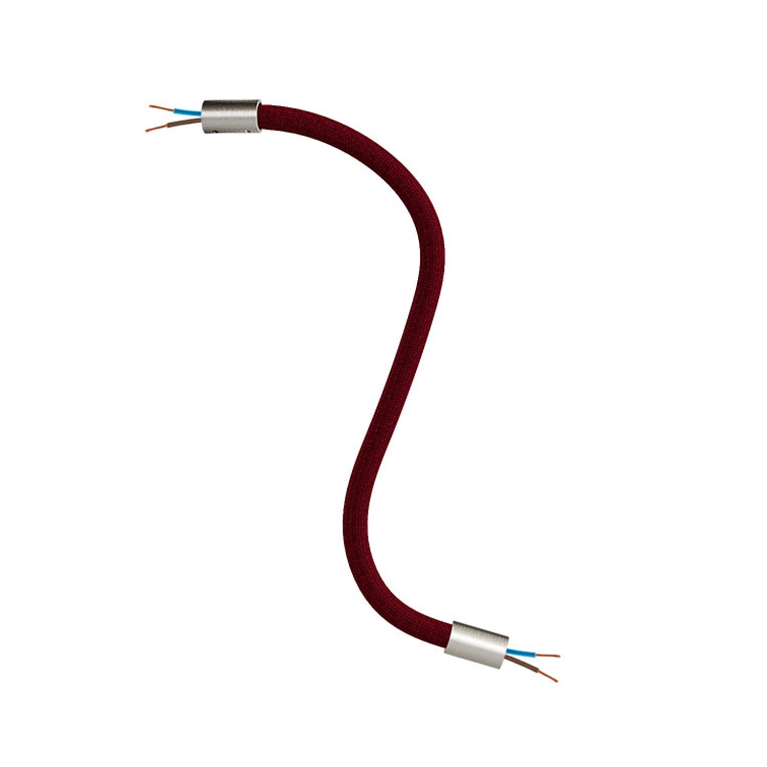 Kit Creative Flex tubo flessibile di estensione rivestito in tessuto RM19 Bordeaux con terminali metallici Titanio satinato 30 cm