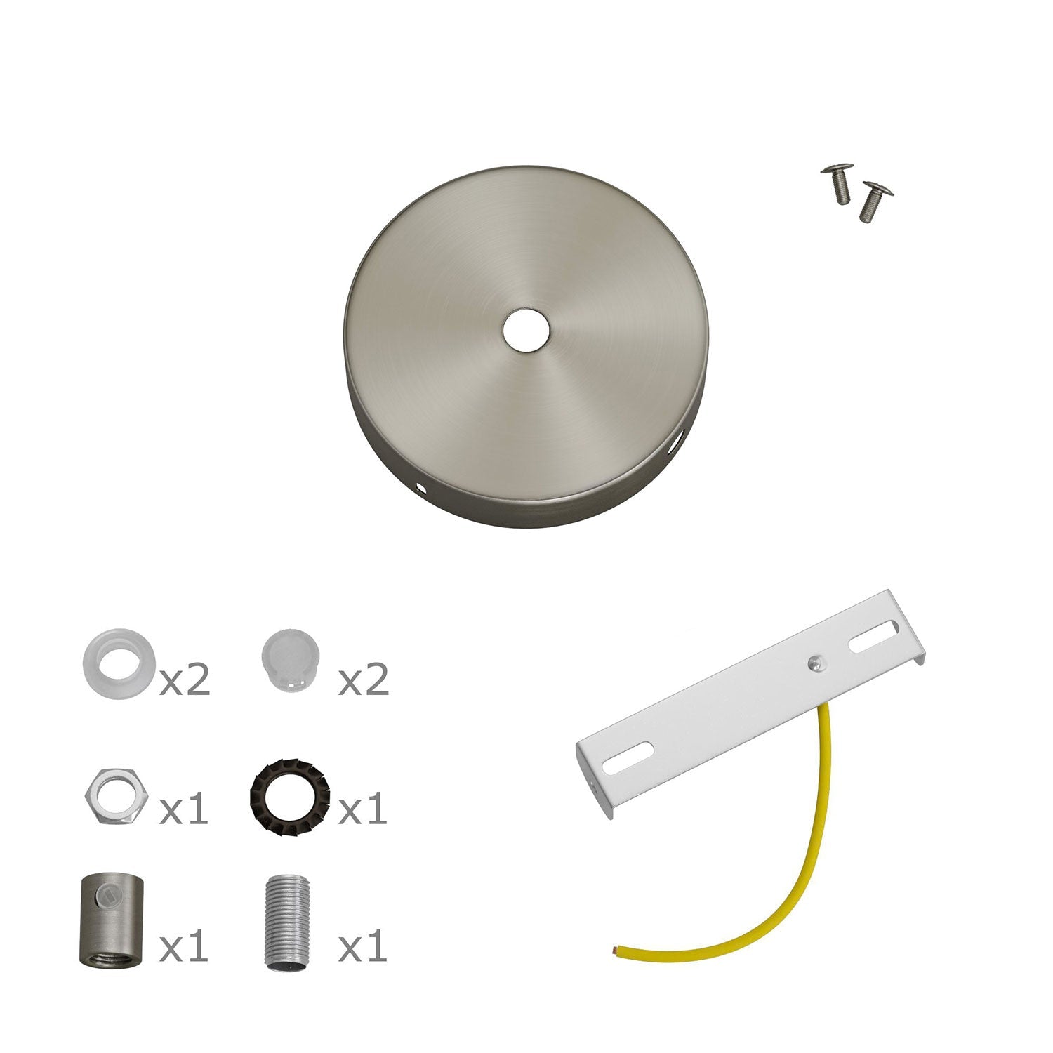 Kit Mini rosone cilindrico in metallo a 1 foro centrale e 2 laterali - Titanio satinato Cilindrico
