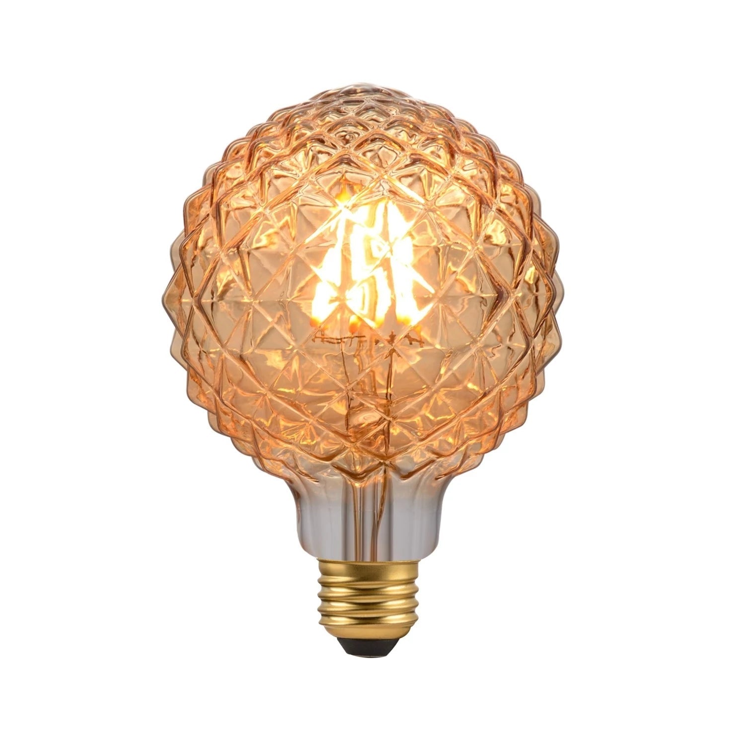 LED Light Bulb Amber Cut Glass G30 6W 400Lm E26 2200K - Deep 30A