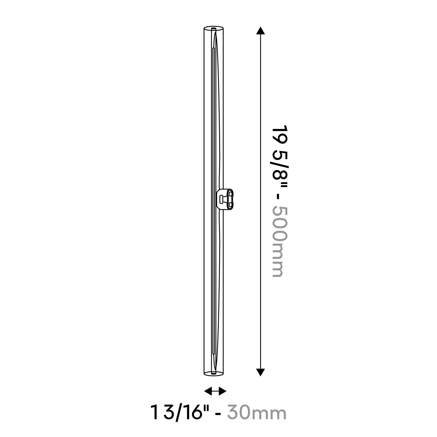 LED Linear Clear S14d 120V Light Bulb CRI 90 - length 500 mm 7W 620Lm 2700K 120V Dimmable - S02