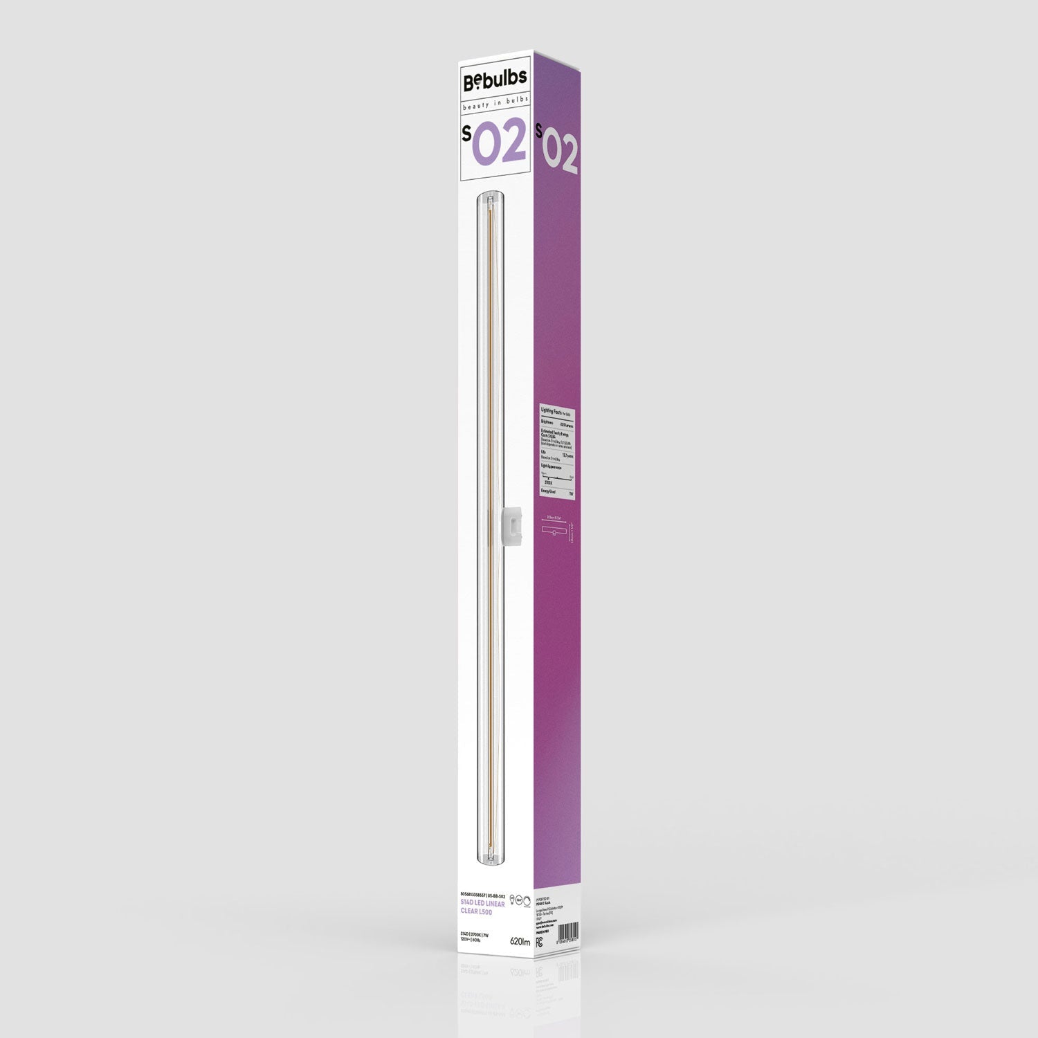 LED Linear Clear S14d 120V Light Bulb CRI 90 - length 500 mm 7W 620Lm 2700K 120V Dimmable - S02