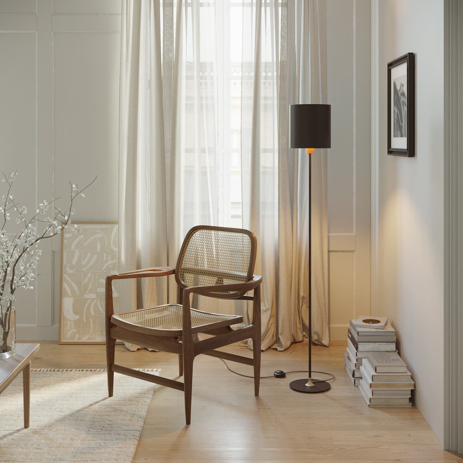 MAG-Y floor lamp with cylindrical M shade - Brushed bronze