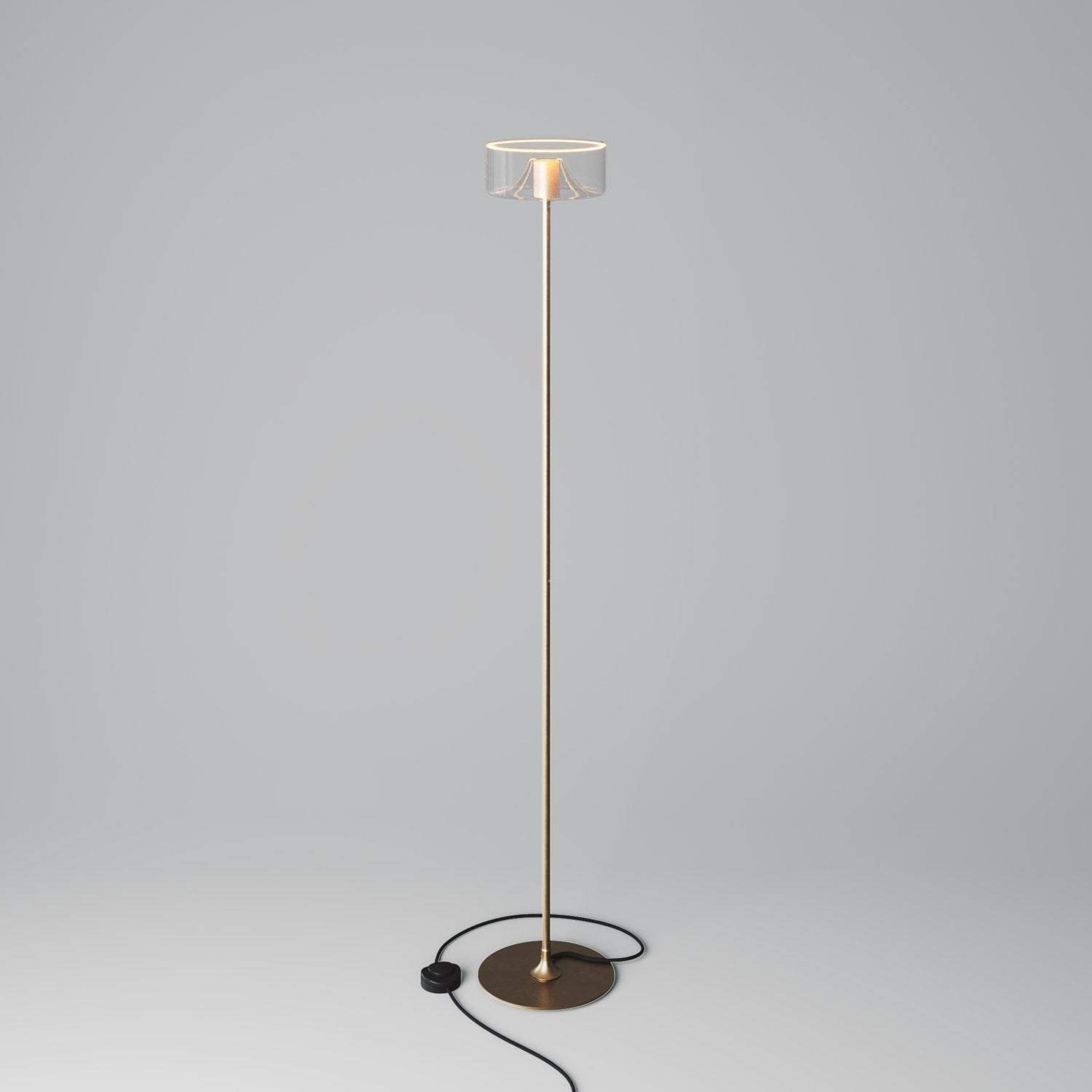 MAG-Y floor lamp with round metal base and Ghost LED bulb - Brushed bronze