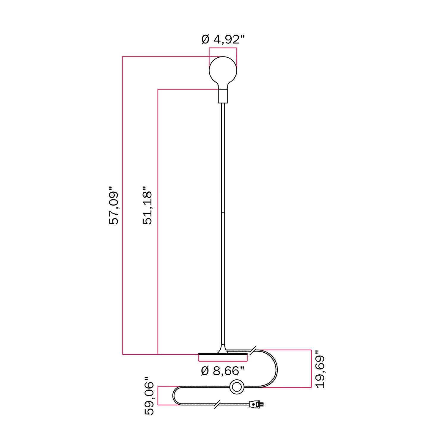 MAG-Y floor lamp with visible bulb - Brushed bronze