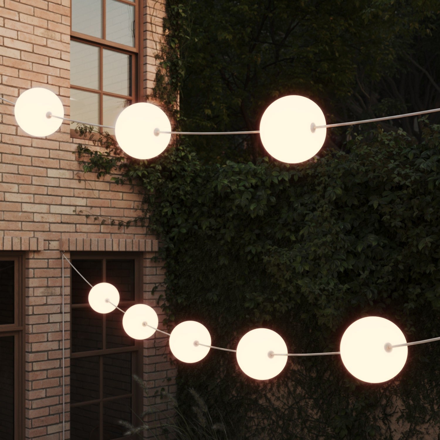 Outdoor 12-Light String Light for wet locations White Sand, Power supply with US plug - Marina12 Cherry