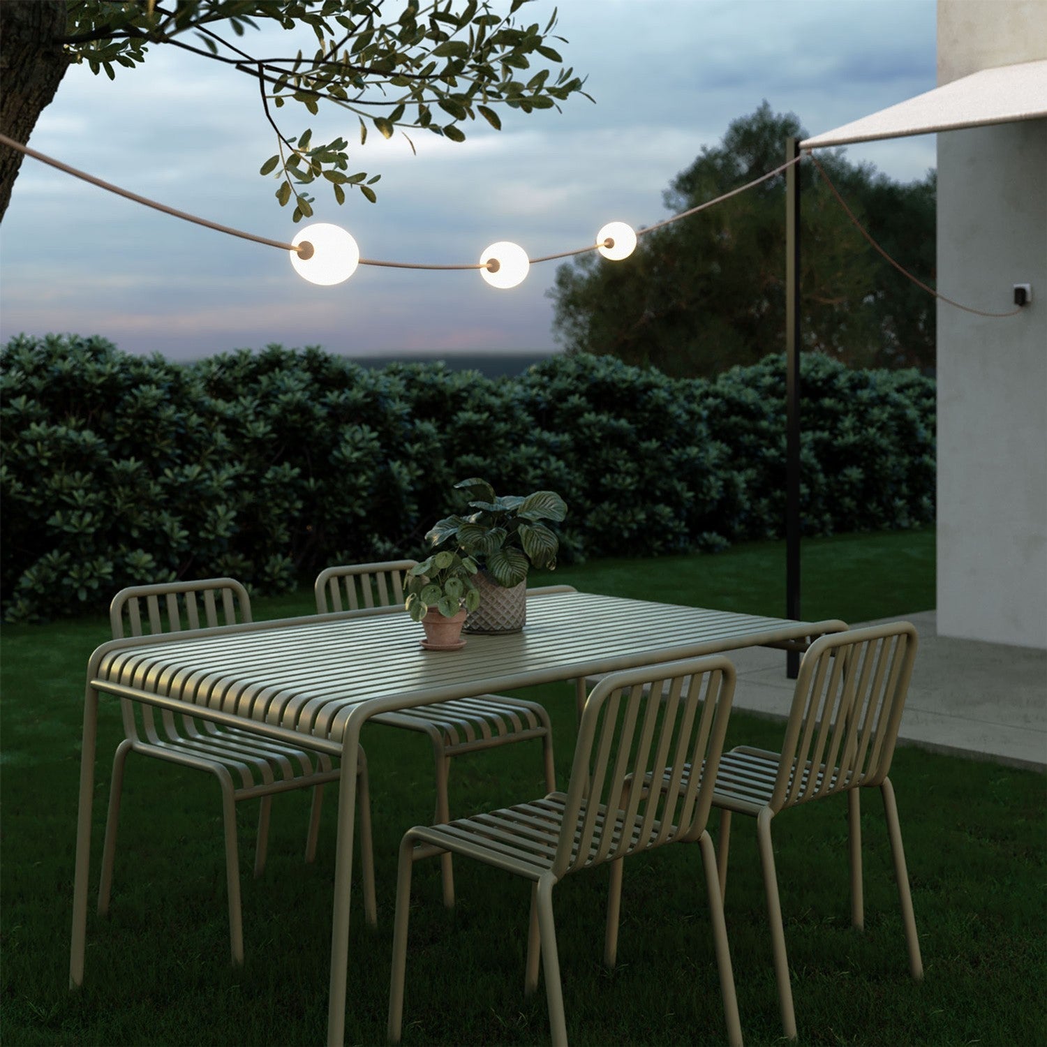 Outdoor 3-Light String Light for wet locations Desert Brown, Power supply with US plug - Marina3