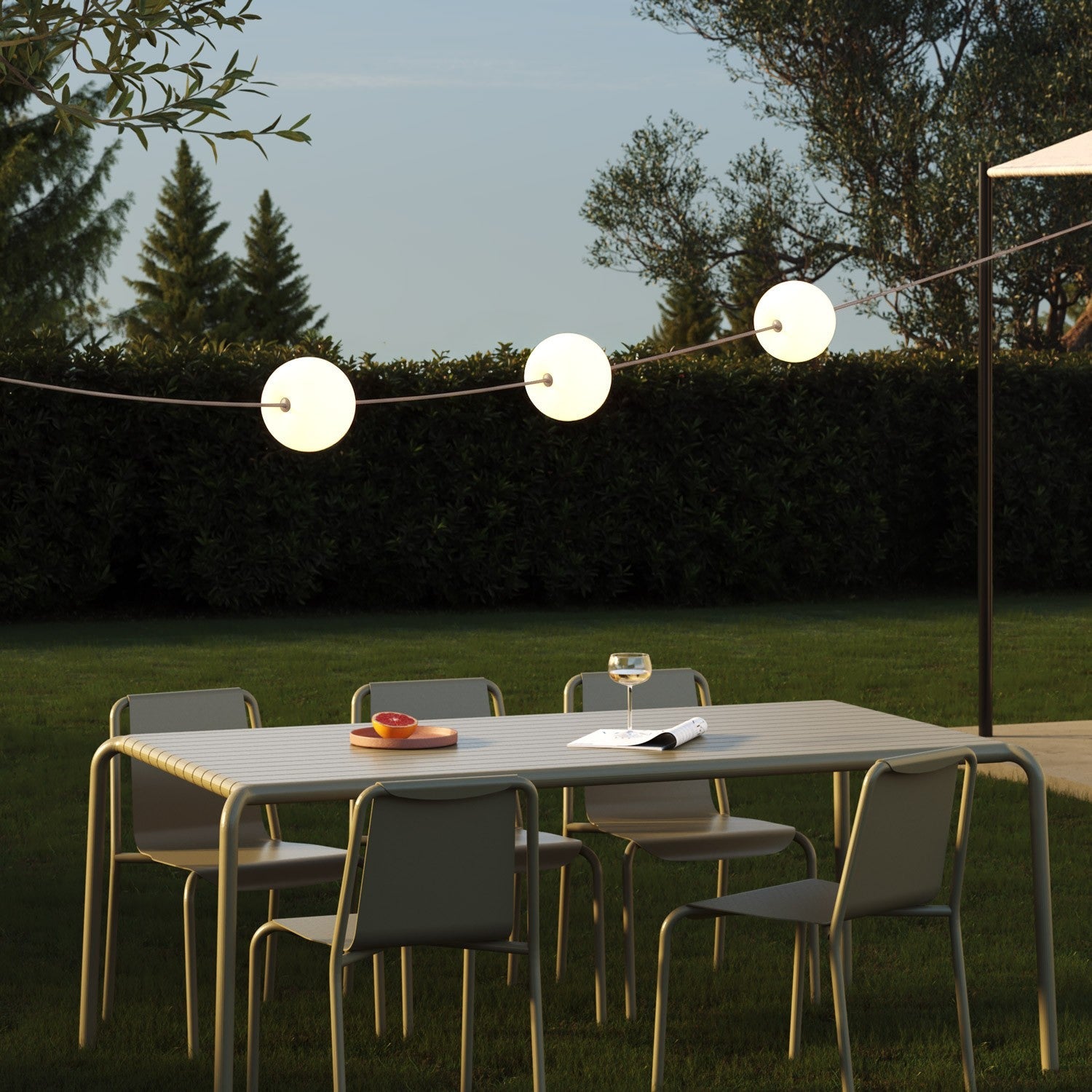 Outdoor 3-Light String Light for wet locations Desert Brown, Power supply with US plug - Marina3 Cherry 70 cm