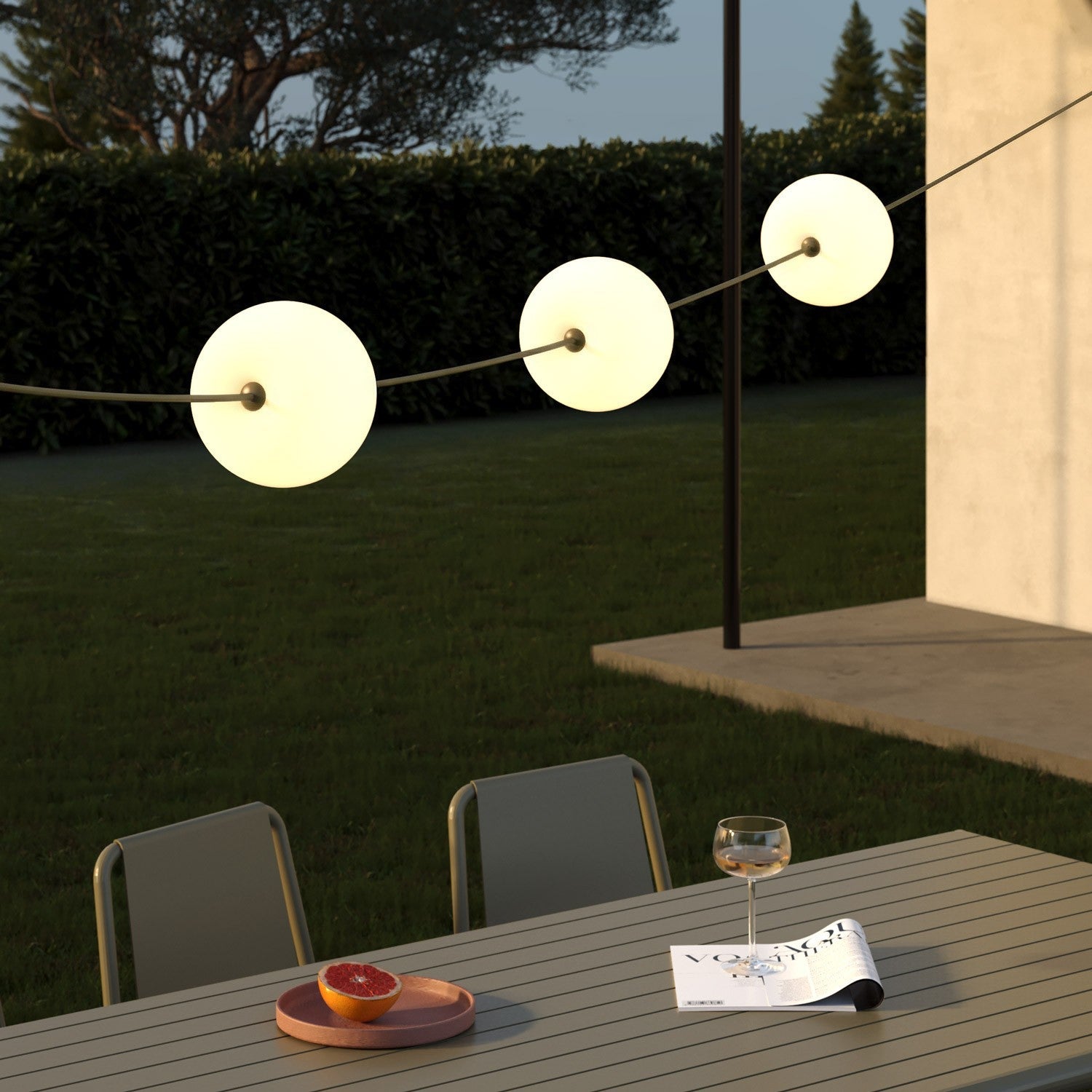 Outdoor 3-Light String Light for wet locations Olive Green, Power supply with US plug - Marina3 Cherry
