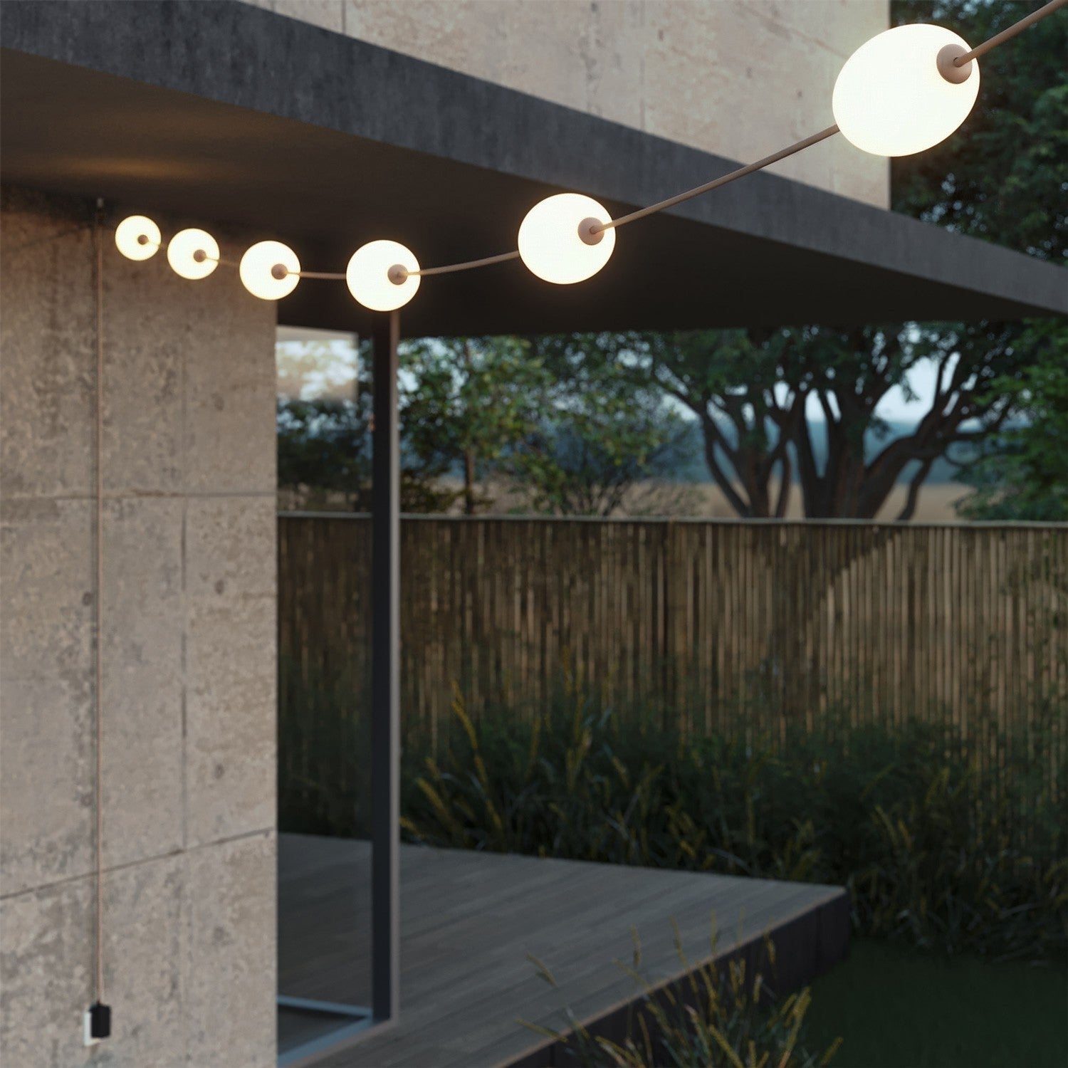 Outdoor 6-Light String Light for wet locations Desert Brown, Power supply with US plug - Marina6