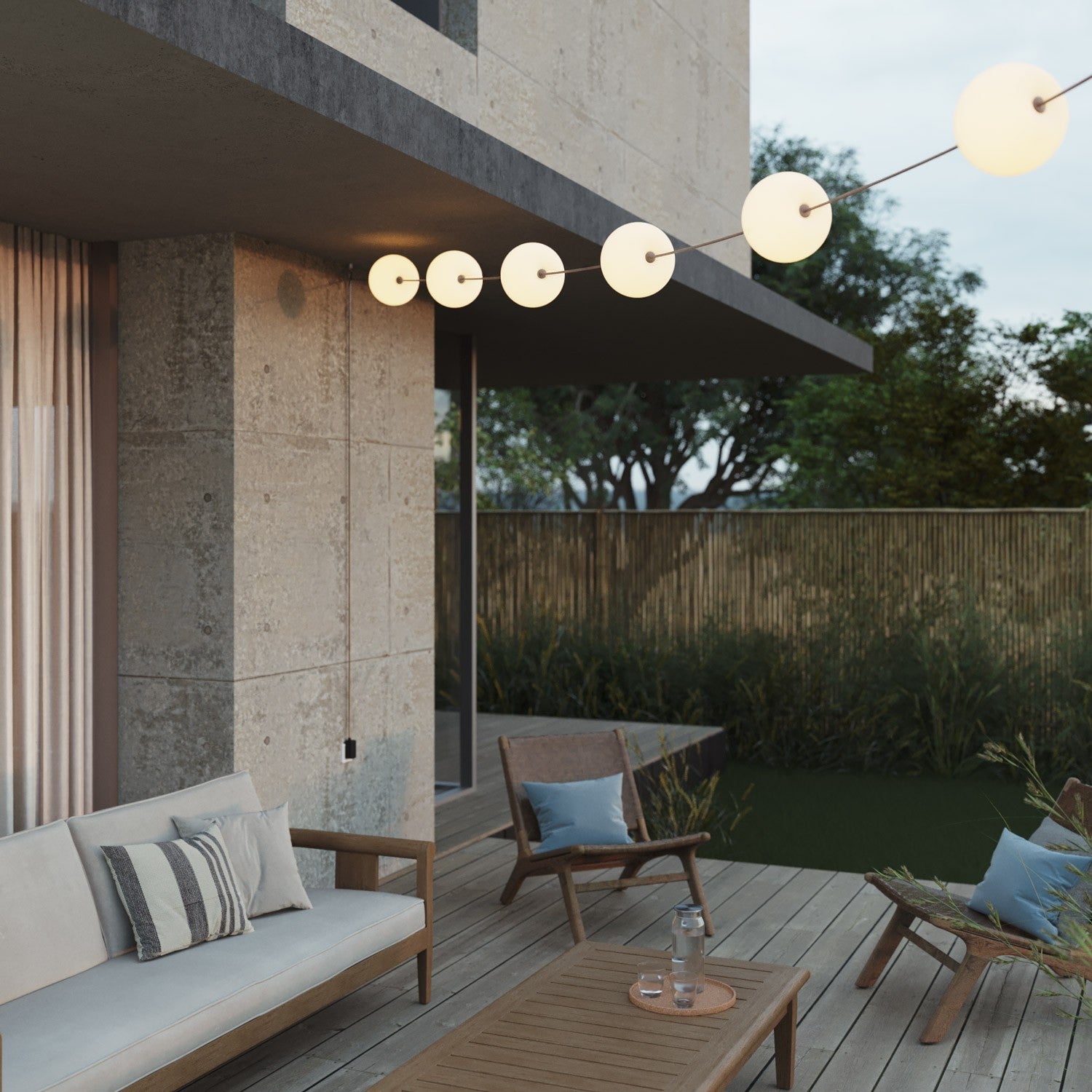 Outdoor 6-Light String Light for wet locations Desert Brown, Power supply with US plug - Marina6 Cherry