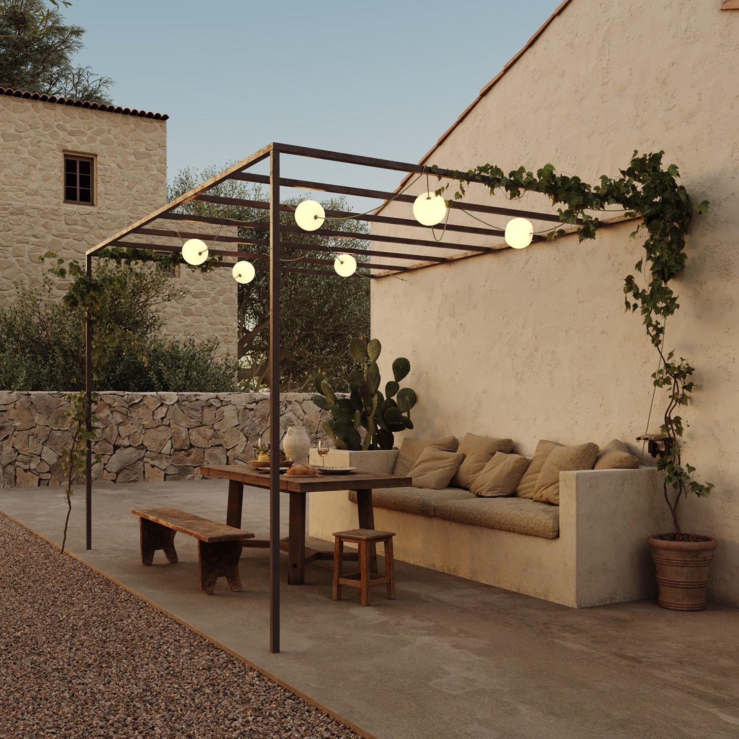 Outdoor 6-Light String Light for wet locations Olive Green, Power supply with US plug - Marina6 Cherry 140 cm