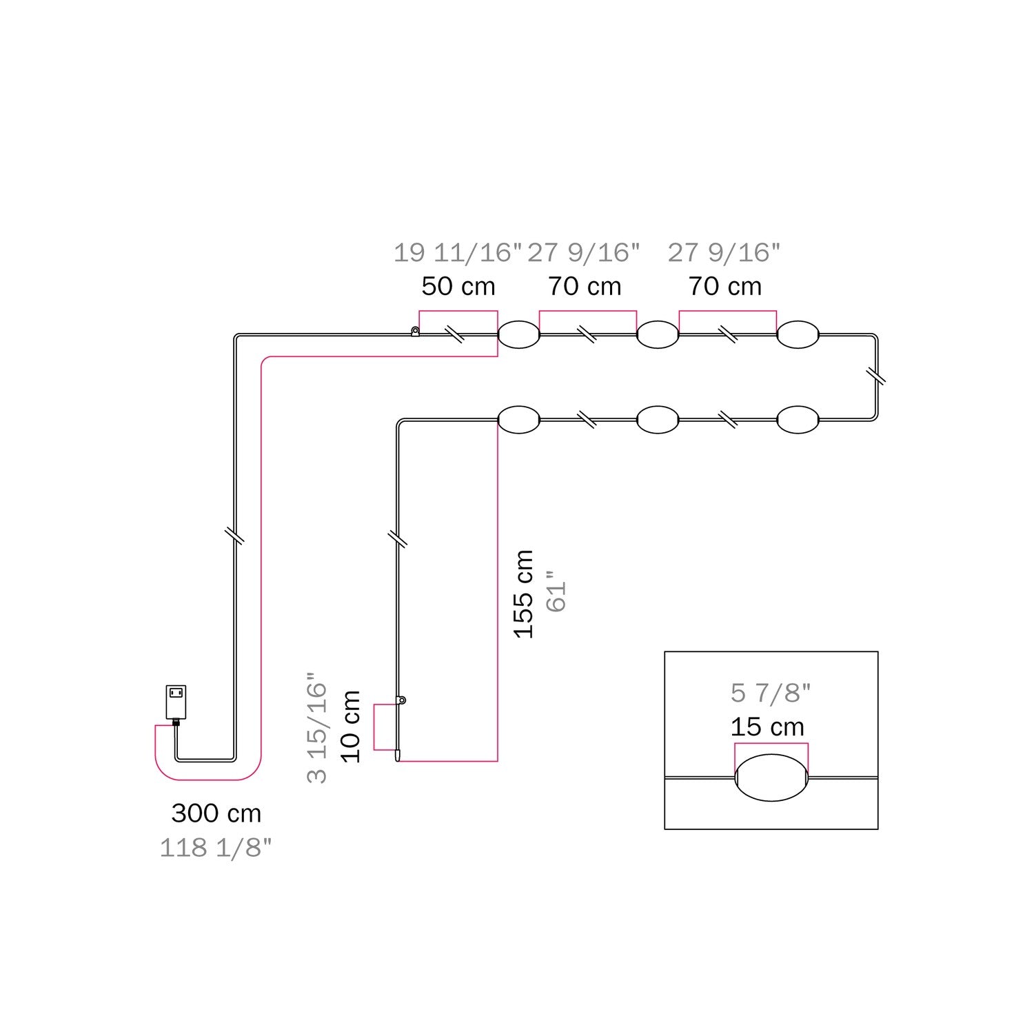 Outdoor 6-Light String Light for wet locations Starfish Red, Power supply with US plug - Marina6