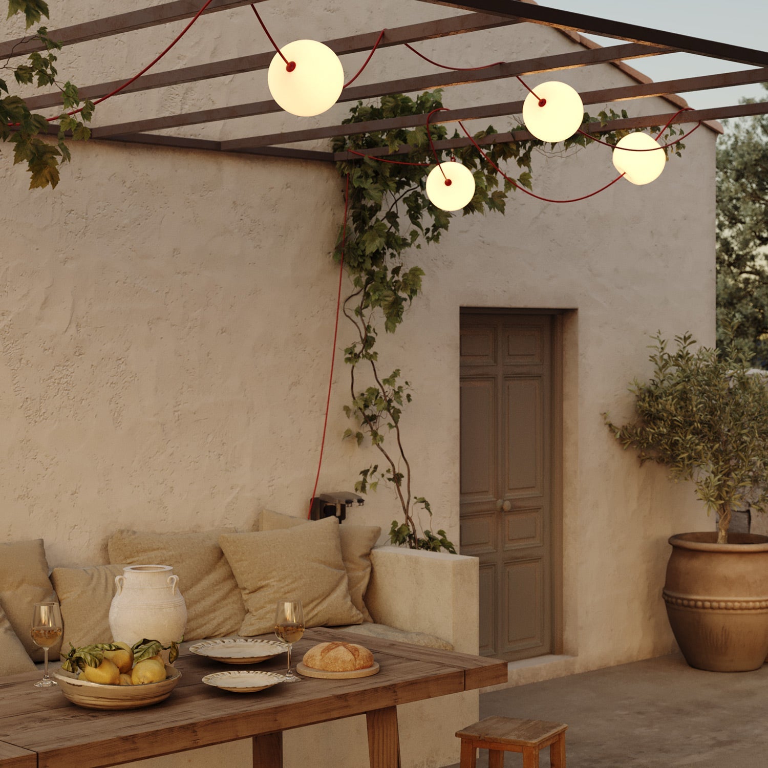 Outdoor 6-Light String Light for wet locations Starfish Red, Power supply with US plug - Marina6 Cherry 140 cm