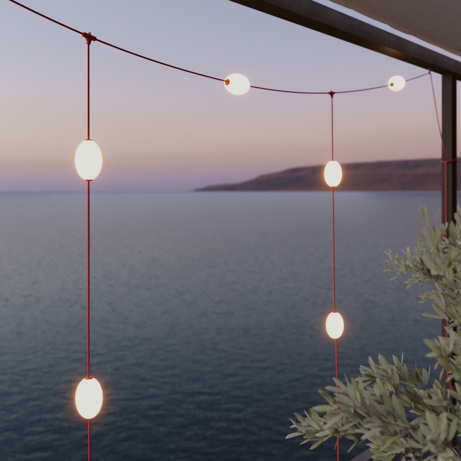 Outdoor Net String Light 7-Light for wet locations Starfish Red, Power supply with US plug - Marina GRID