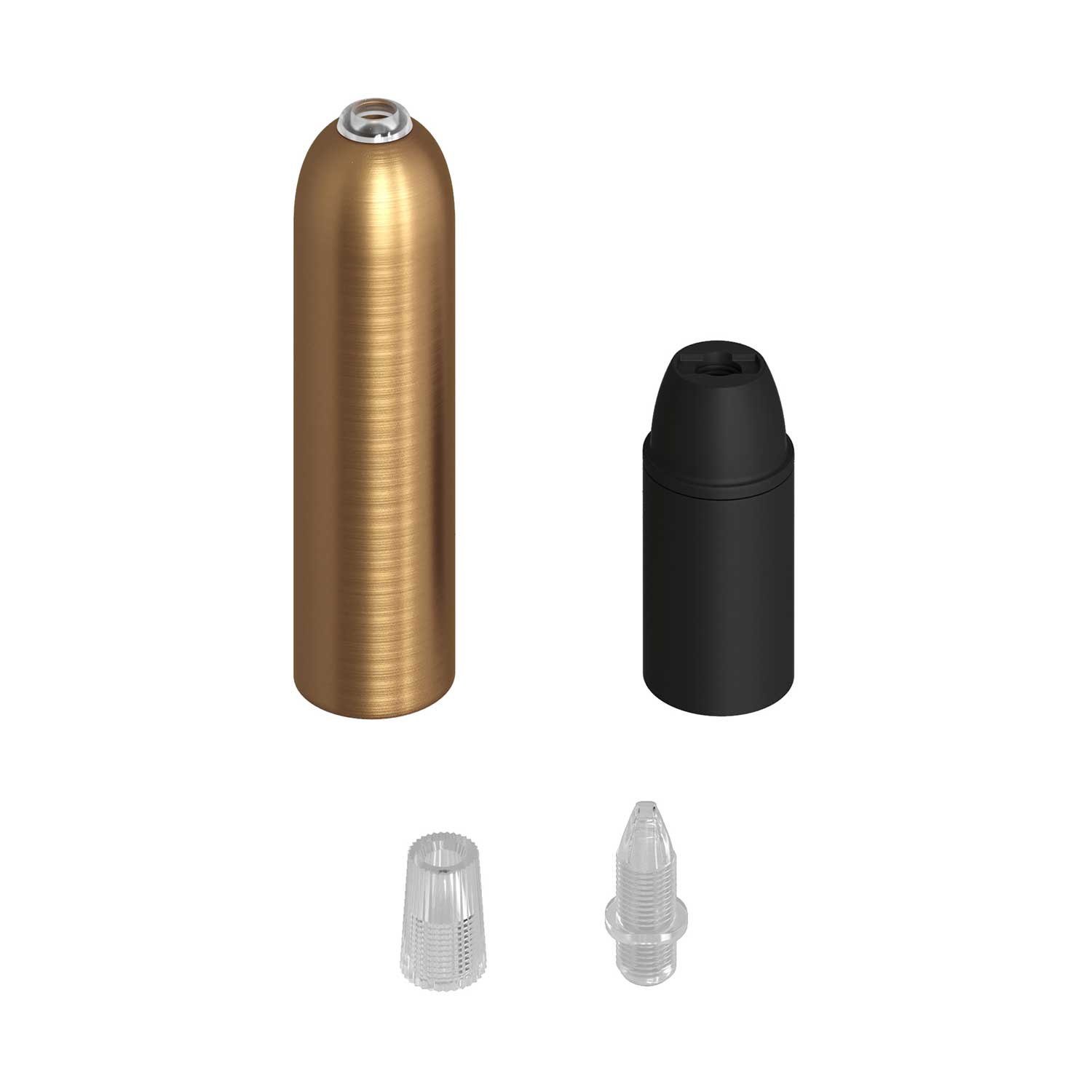 P-Light, UL E12 metal socket kit with hidden cable clamp - Brushed bronze