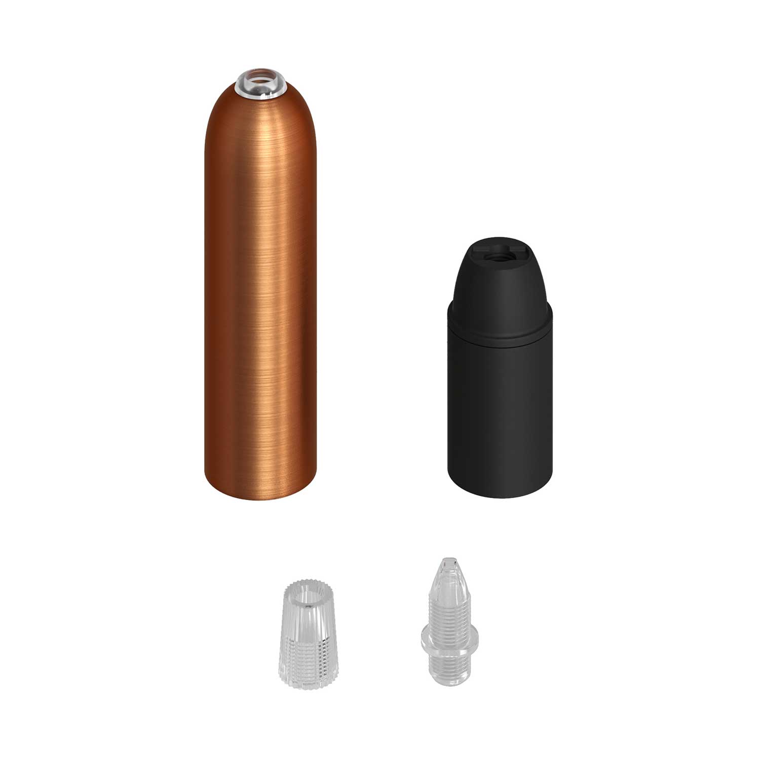 P-Light, UL E12 metal socket kit with hidden cable clamp - Brushed copper