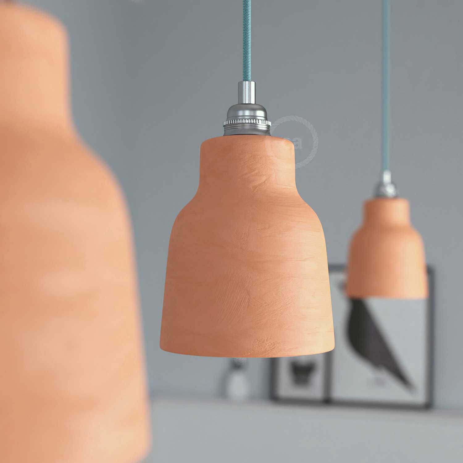 Paralume Vaso in ceramica, collezione Materia - Made in Italy - Terracotta striato