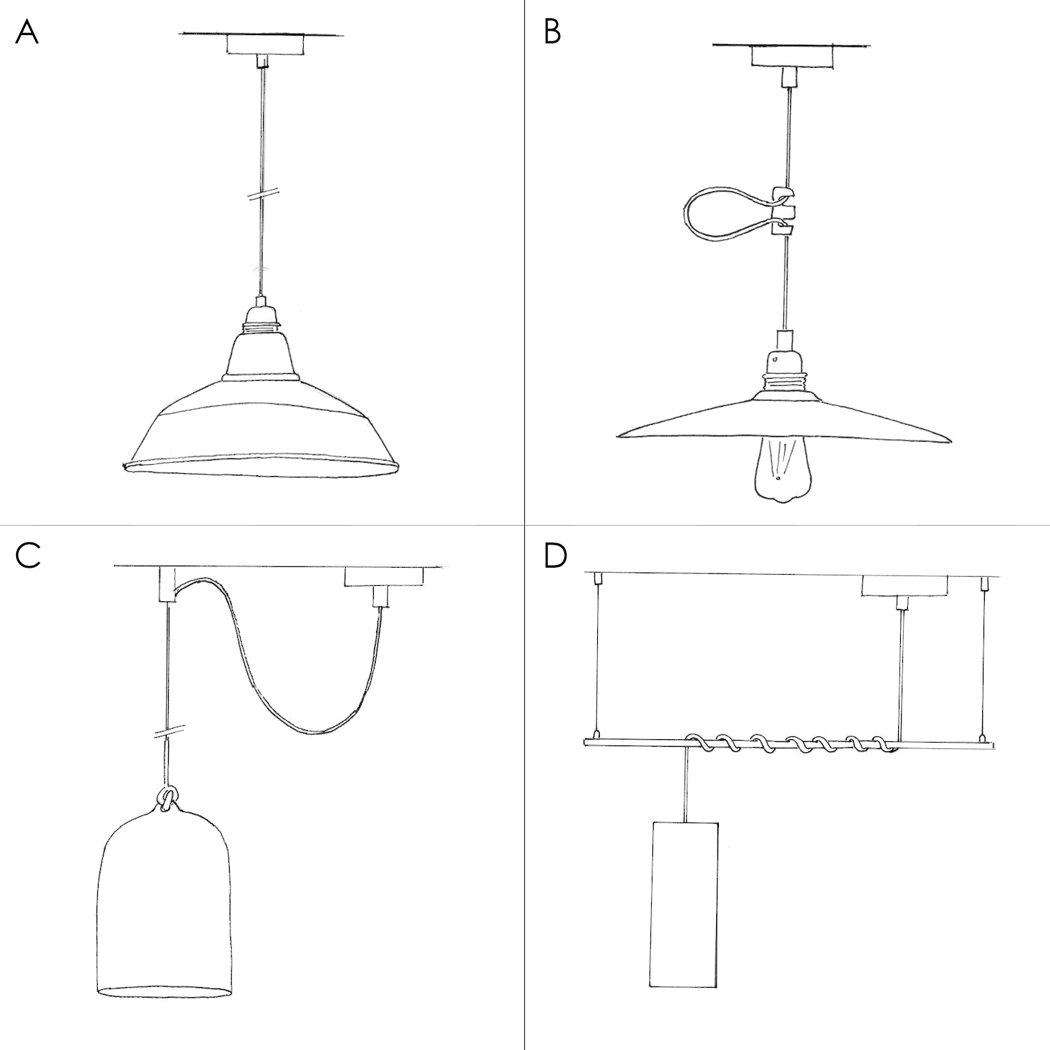 Pendant lamp with textile cable and lampshade Mini Bell XS ceramic shade - Glossy white