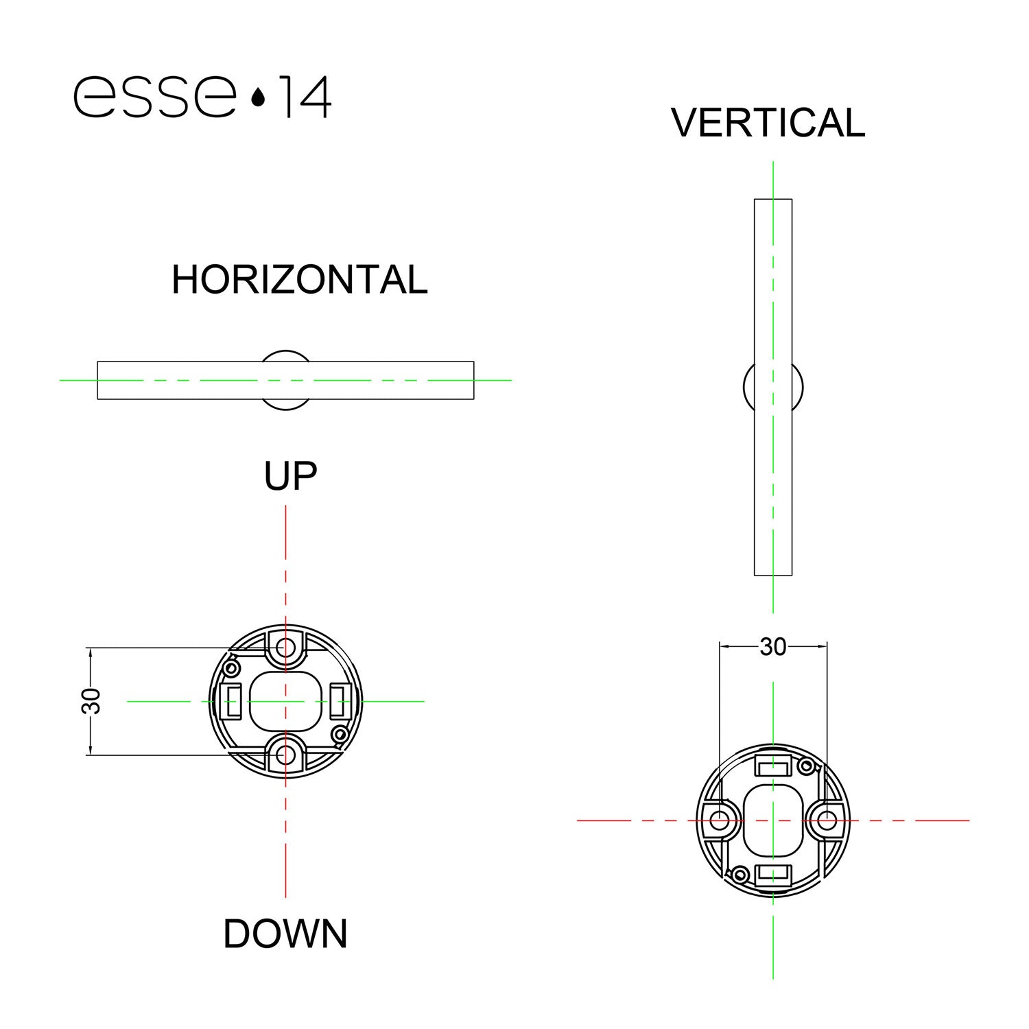 Portalampada esse14 da parete o soffitto con attacco S14d - Waterproof IP44 - Effetto Wengé