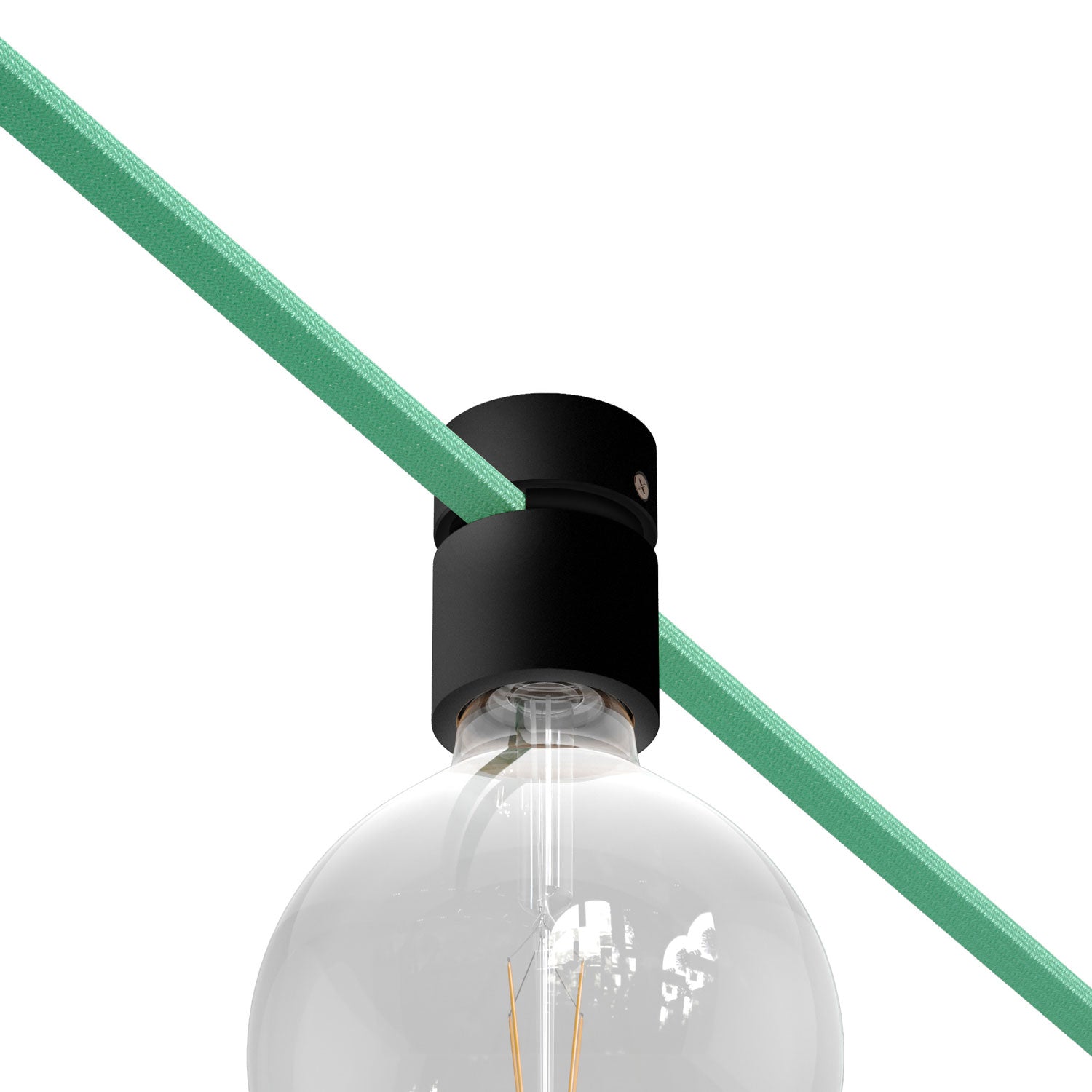 Portalampada in legno per cavo per catenaria e sistema Filé. Made in Italy - Nero