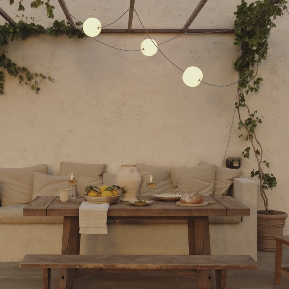 Cargar vídeo: Guirnalda luminosa de exterior de 3 luces para zonas húmedas Gris, fuente de alimentación con enchufe US - Marina3 Cherry