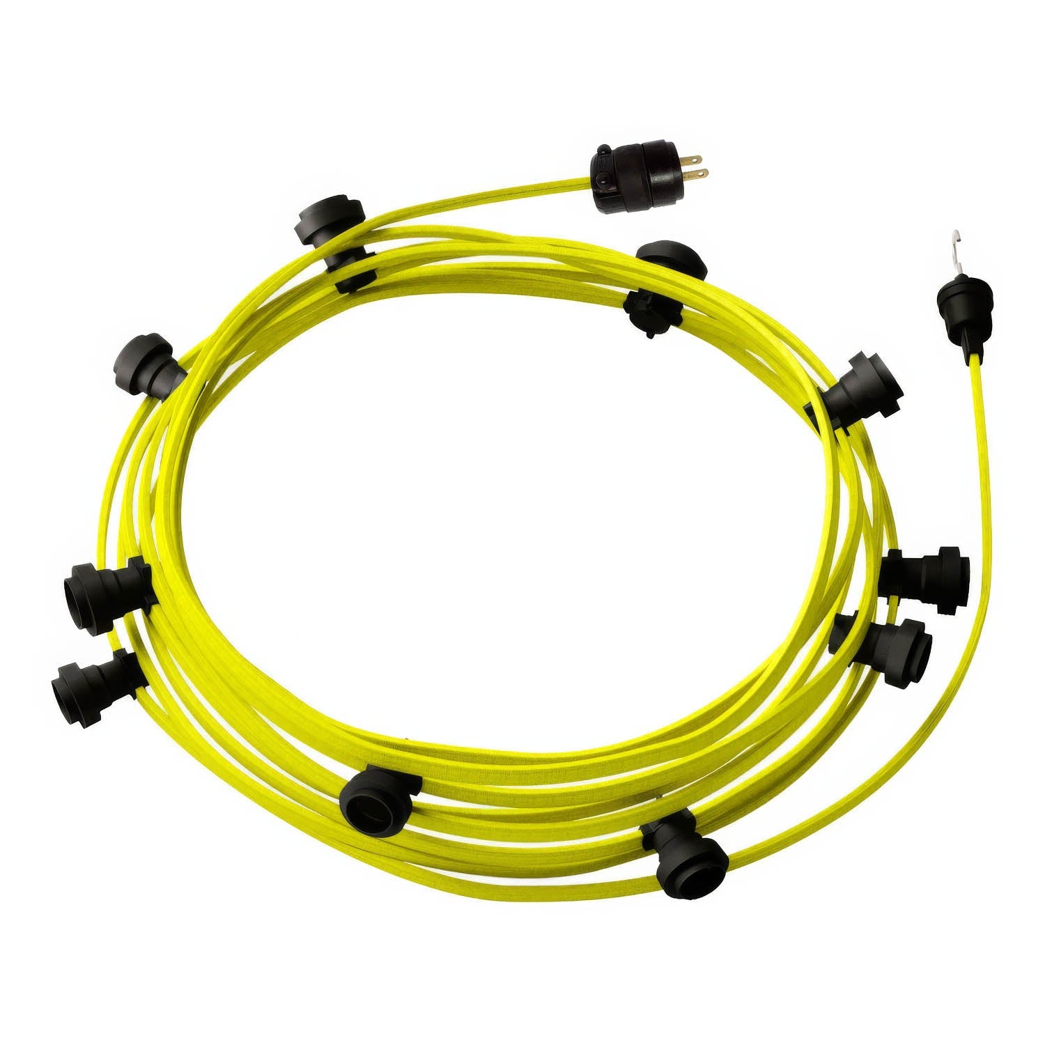 Ready-to-use 40ft String Light with 10 black Sockets, Hook and Plug - CF10