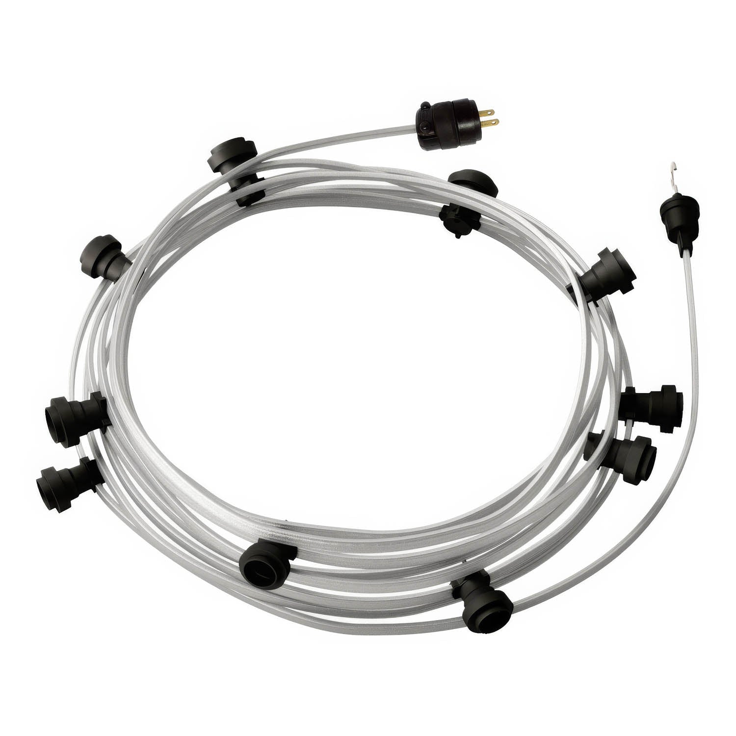 Ready-to-use 40ft String Light with 10 black Sockets, Hook and Plug - CM02