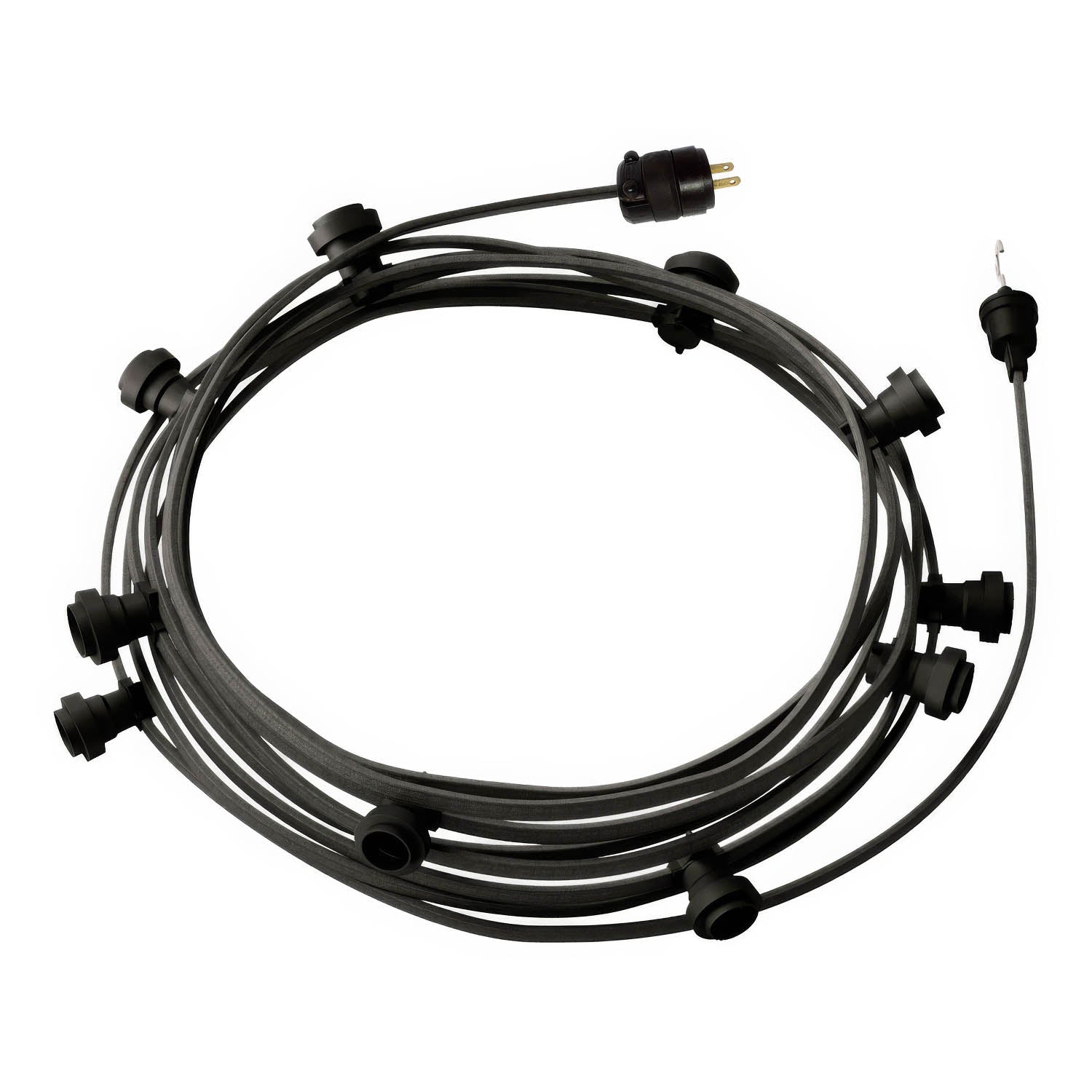 Ready-to-use 40ft String Light with 10 black Sockets, Hook and Plug - CM03
