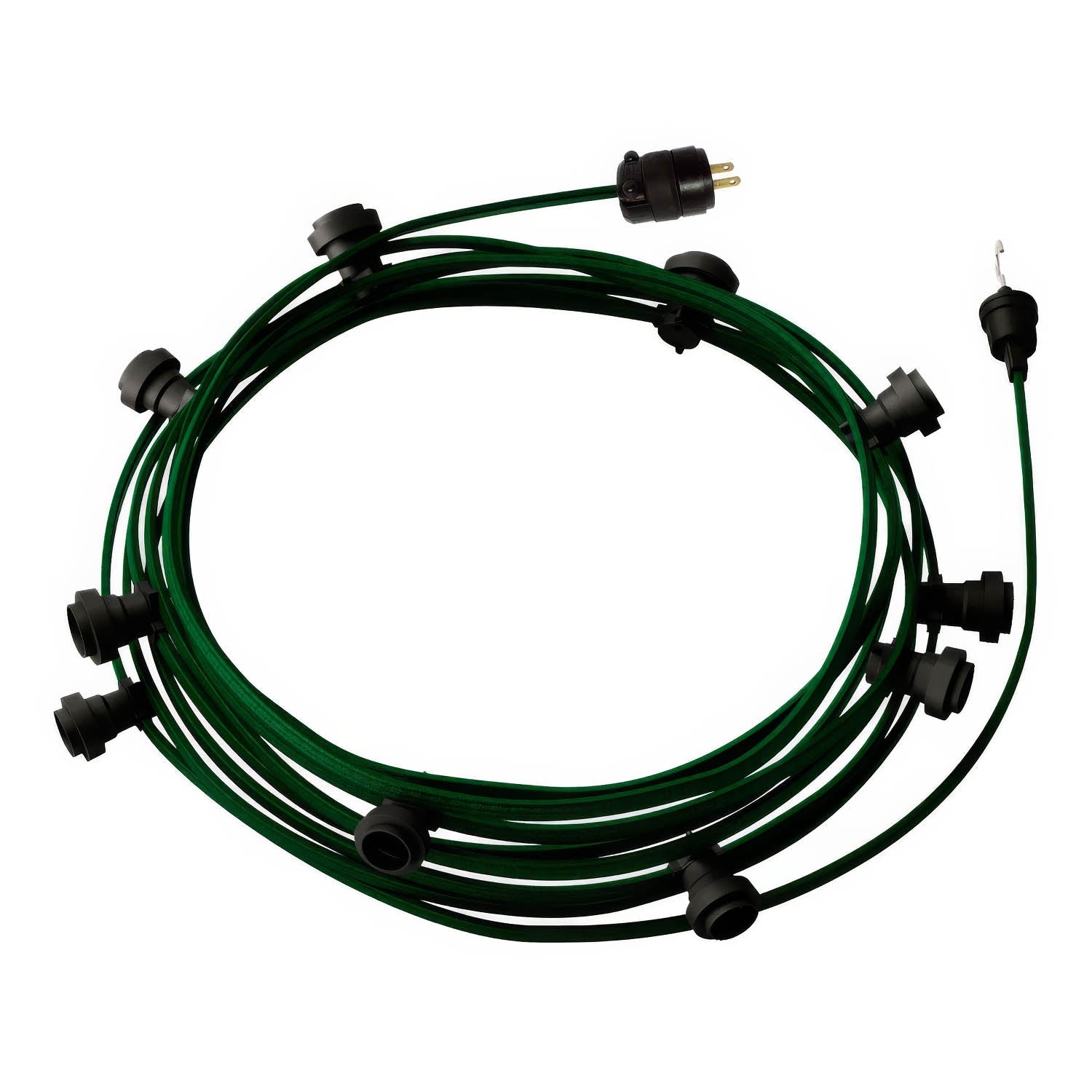 Ready-to-use 40ft String Light with 10 black Sockets, Hook and Plug - CM21