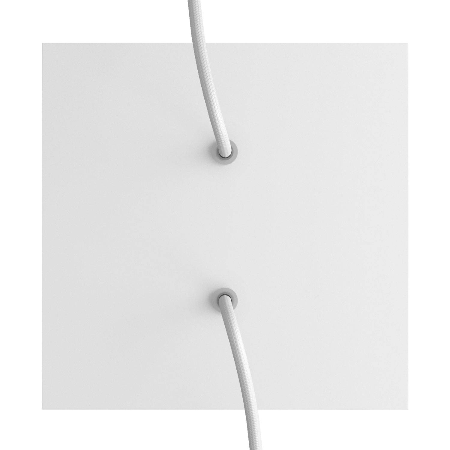 Rosone Rose-One quadrato, 200 mm con 2 fori e 4 fori laterali - Bianco opaco Bianco