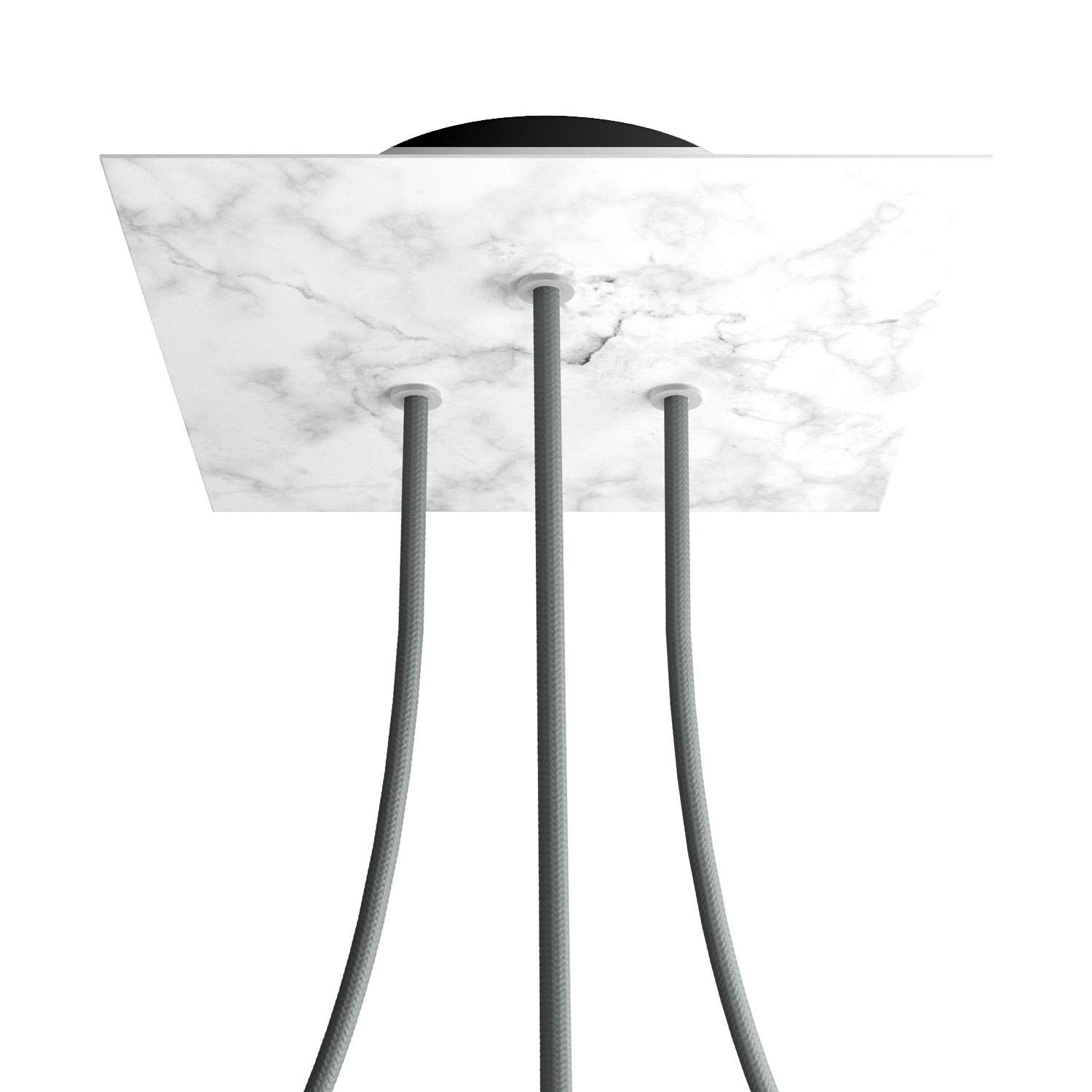 Rosone Rose-One quadrato, 200 mm con 3 fori e 4 fori laterali - Marmo Carrara Nero