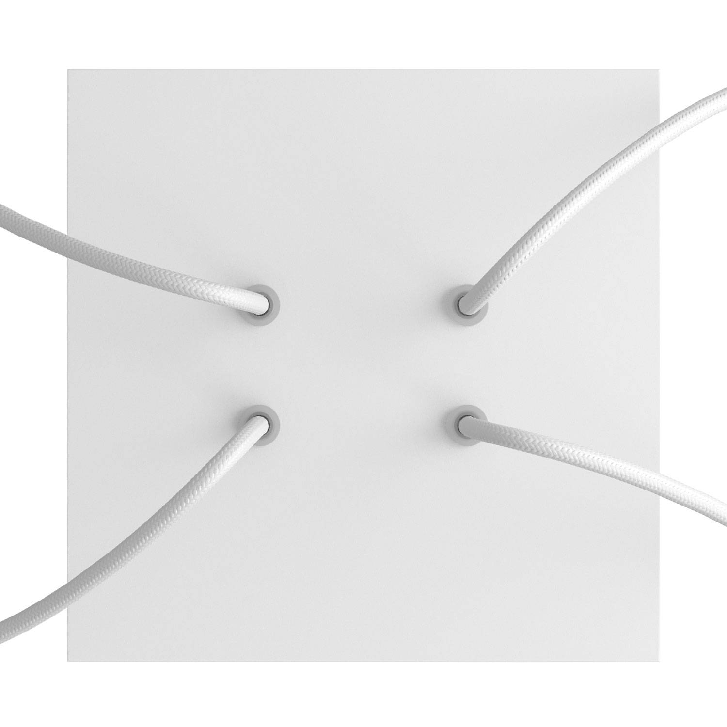 Rosone Rose-One quadrato, 200 mm con 4 fori e 4 fori laterali - Bianco opaco Bianco