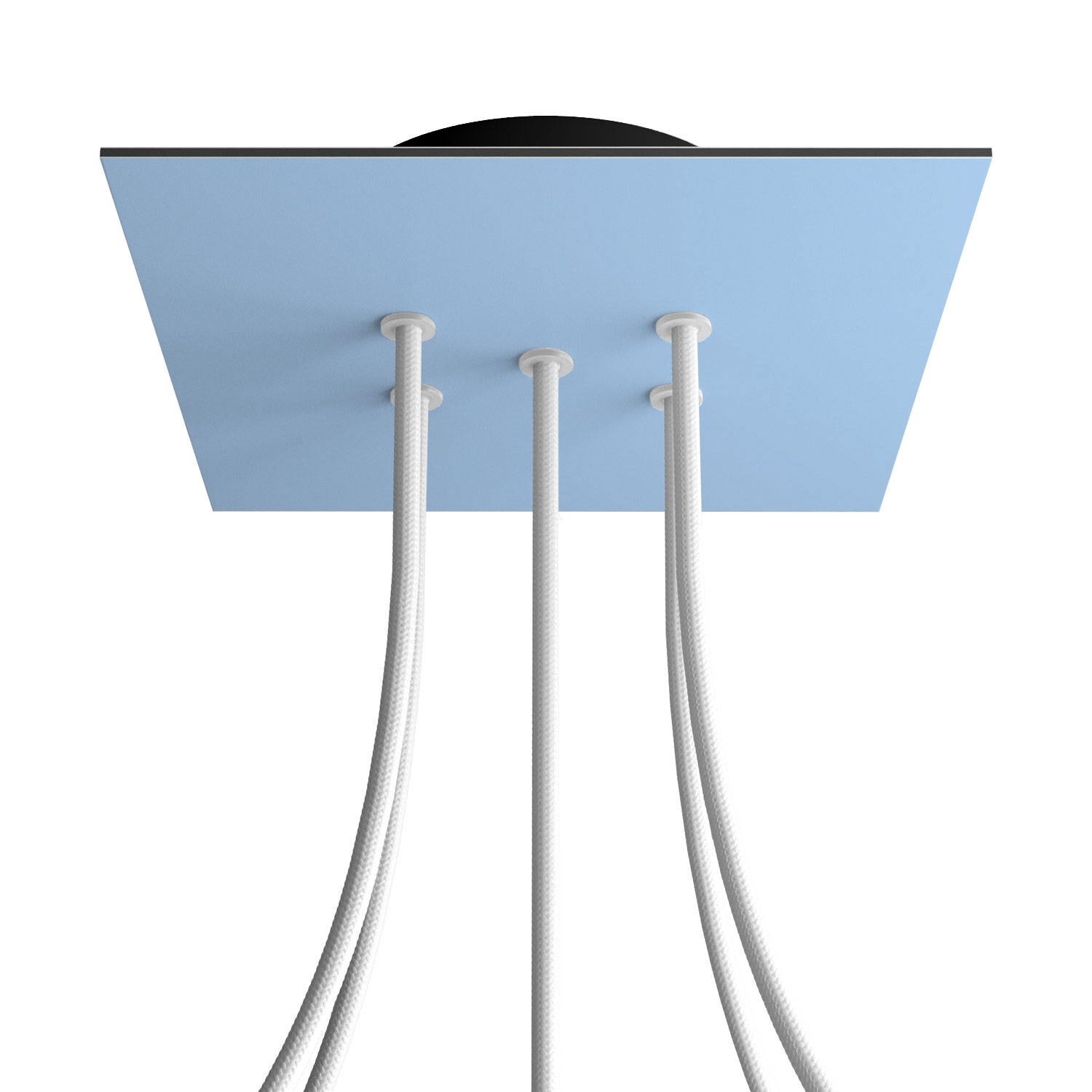 Rosone Rose-One quadrato, 200 mm con 5 fori e 4 fori laterali - Blu carta da zucchero Nero