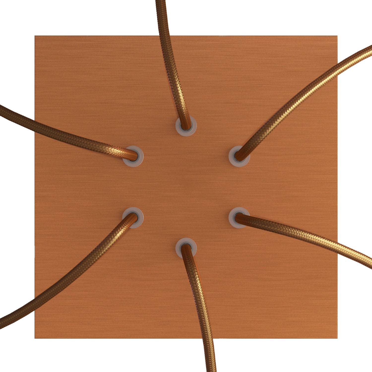 Rosone Rose-One quadrato, 200 mm con 6 fori e 4 fori laterali - Dibond Rame satinato Bianco