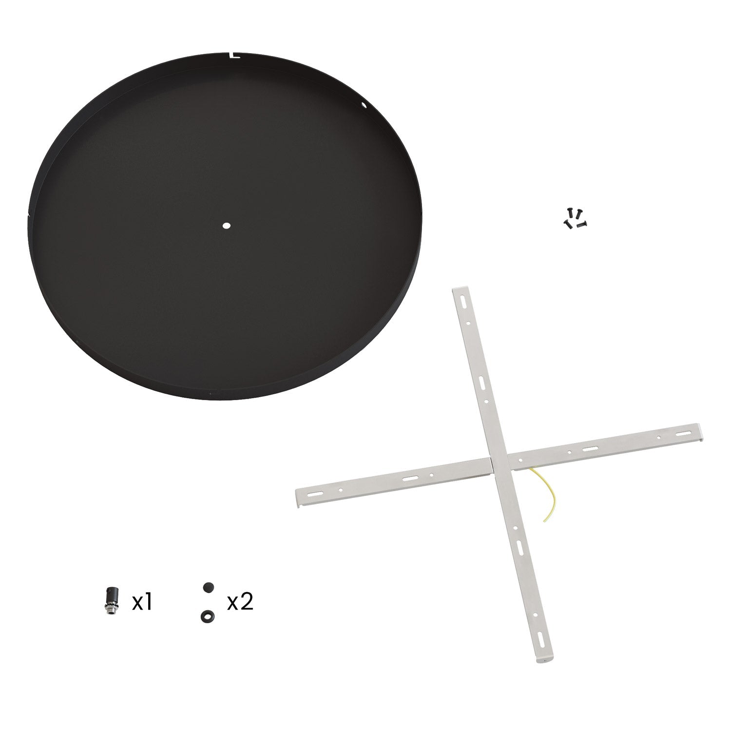 Rosone rotondo in alluminio Ø 50 cm con staffa e cavo di messa a terra, con 1 foro frontale - Nero 2