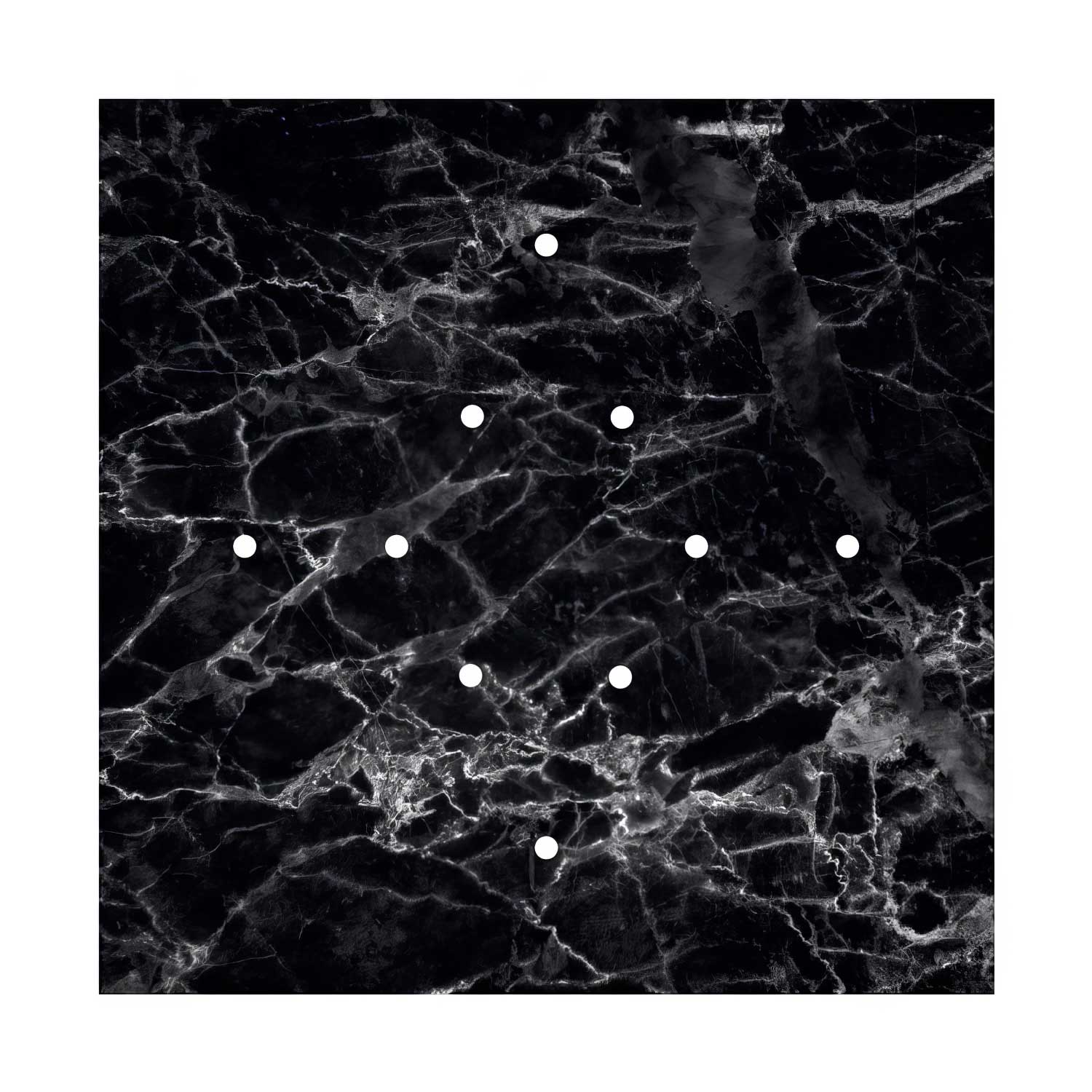 Rosone XXL Rose-One quadrato, 400 mm con 10 fori e 4 fori laterali - Marmo Marquina Bianco