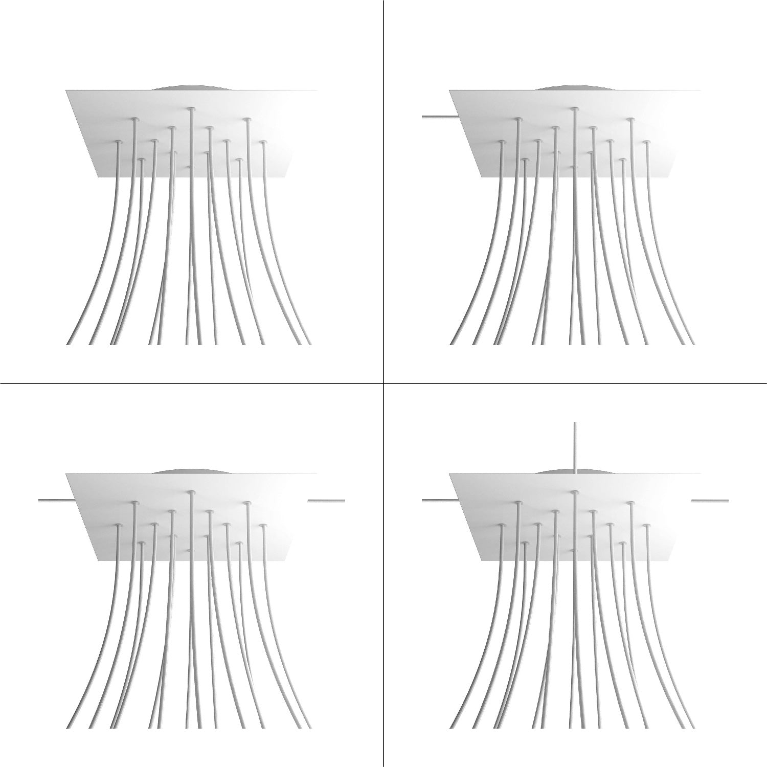 Rosone XXL Rose-One quadrato, 400 mm con 14 fori e 4 fori laterali - Petrolio Bianco
