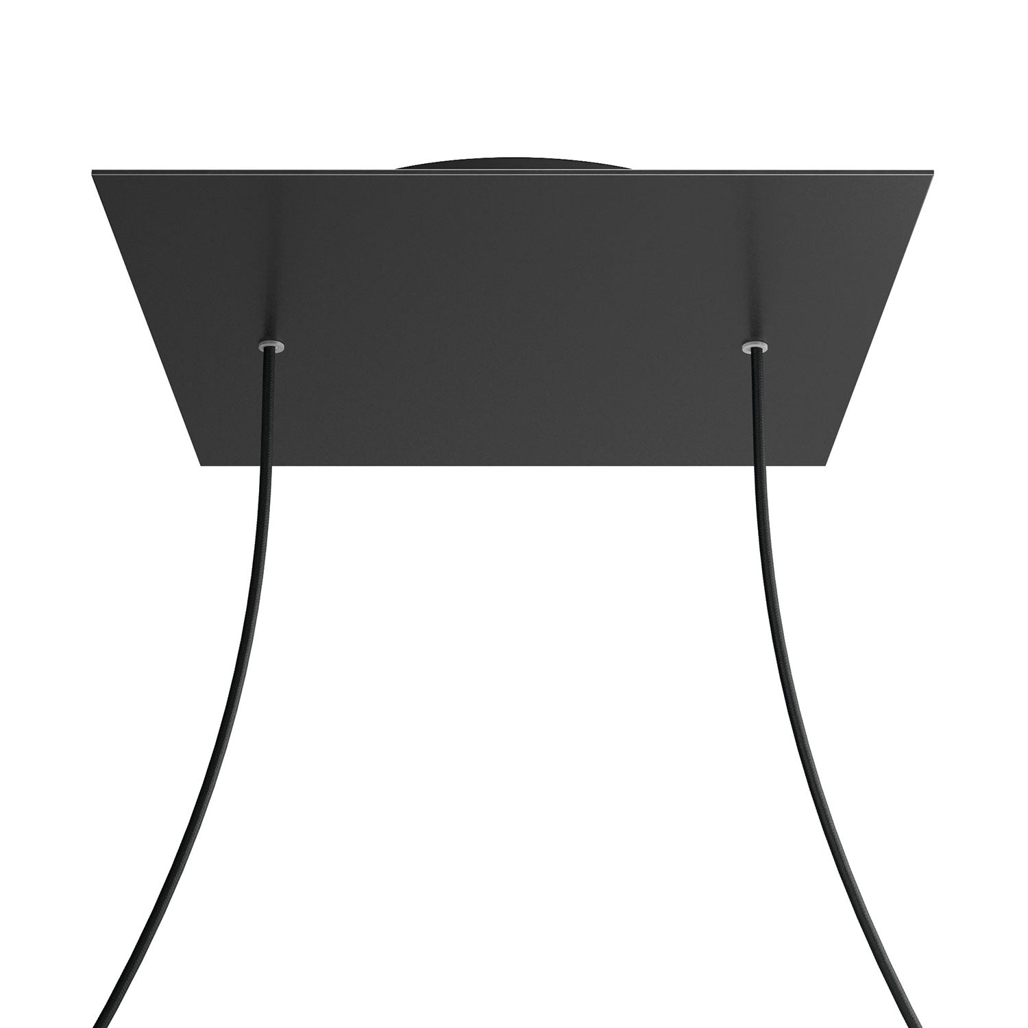 Rosone XXL Rose-One quadrato, 400 mm con 2 fori e 4 fori laterali - Nero opaco Nero
