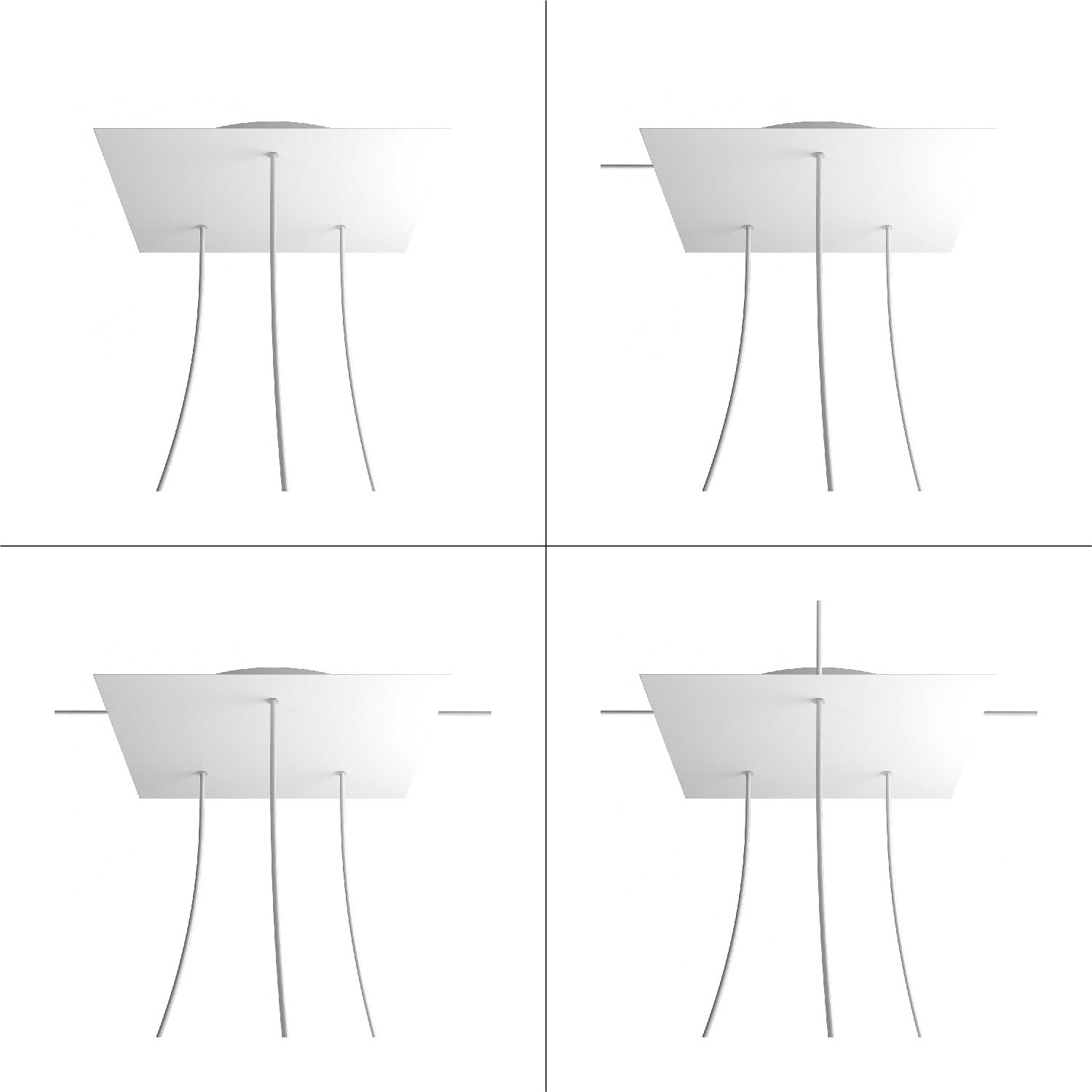 Rosone XXL Rose-One quadrato, 400 mm con 3 fori e 4 fori laterali - Cemento Bianco