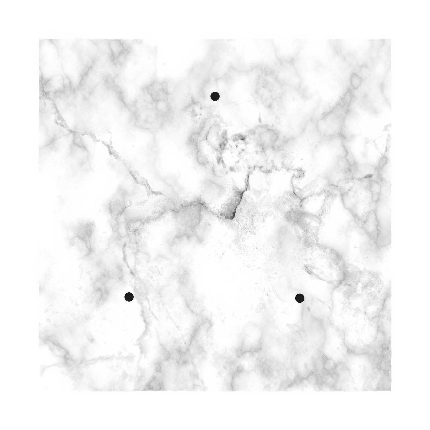 Rosone XXL Rose-One quadrato, 400 mm con 3 fori e 4 fori laterali - Marmo Carrara Bianco