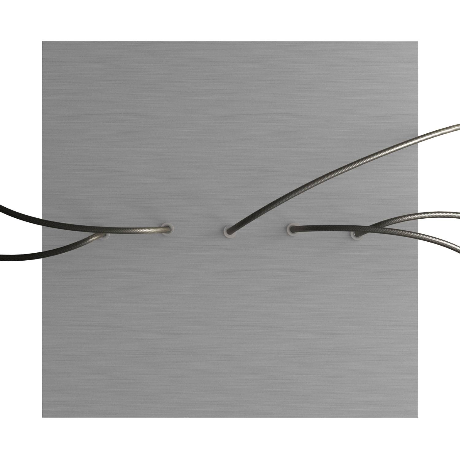 Rosone XXL Rose-One quadrato, 400 mm con 5 fori in linea e 4 fori laterali - Dibond Acciaio satinato Bianco