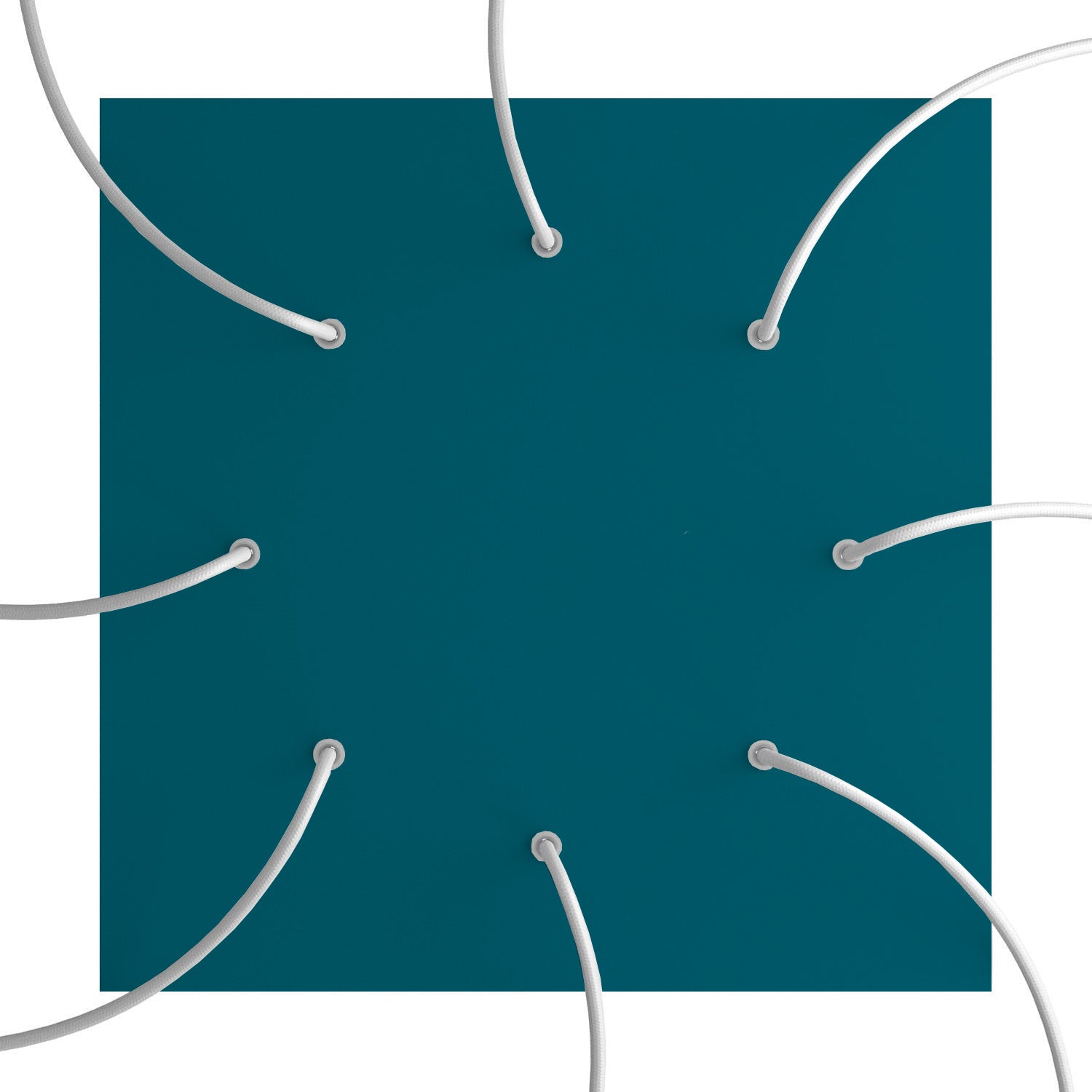 Rosone XXL Rose-One quadrato, 400 mm con 8 fori e 4 fori laterali - Petrolio Bianco